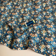 Cherry Blossoms Blue Fine Viscose Twill