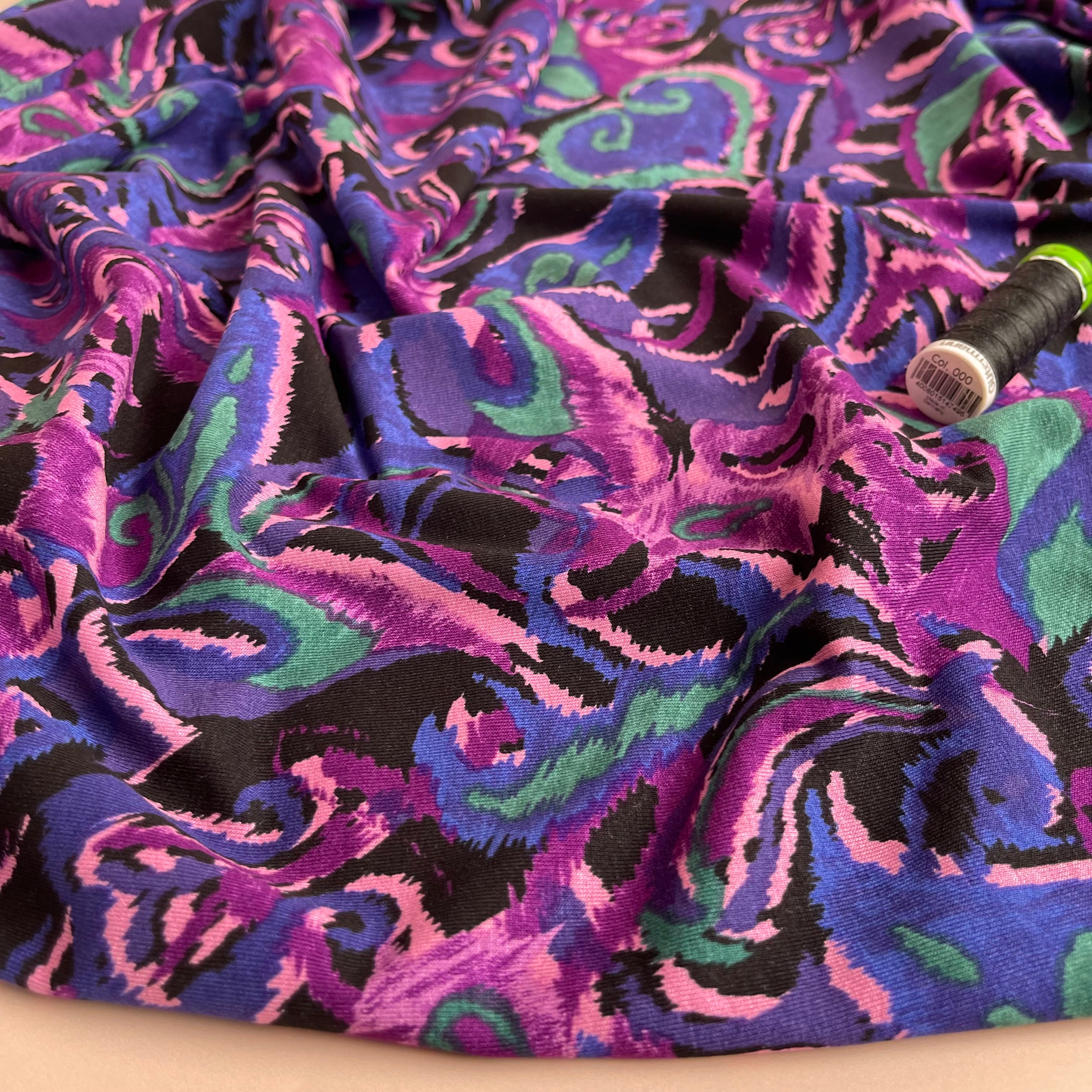 REMNANT 0.45 Metre - Abstract Paisley De Luxe Viscose Jersey Fabric