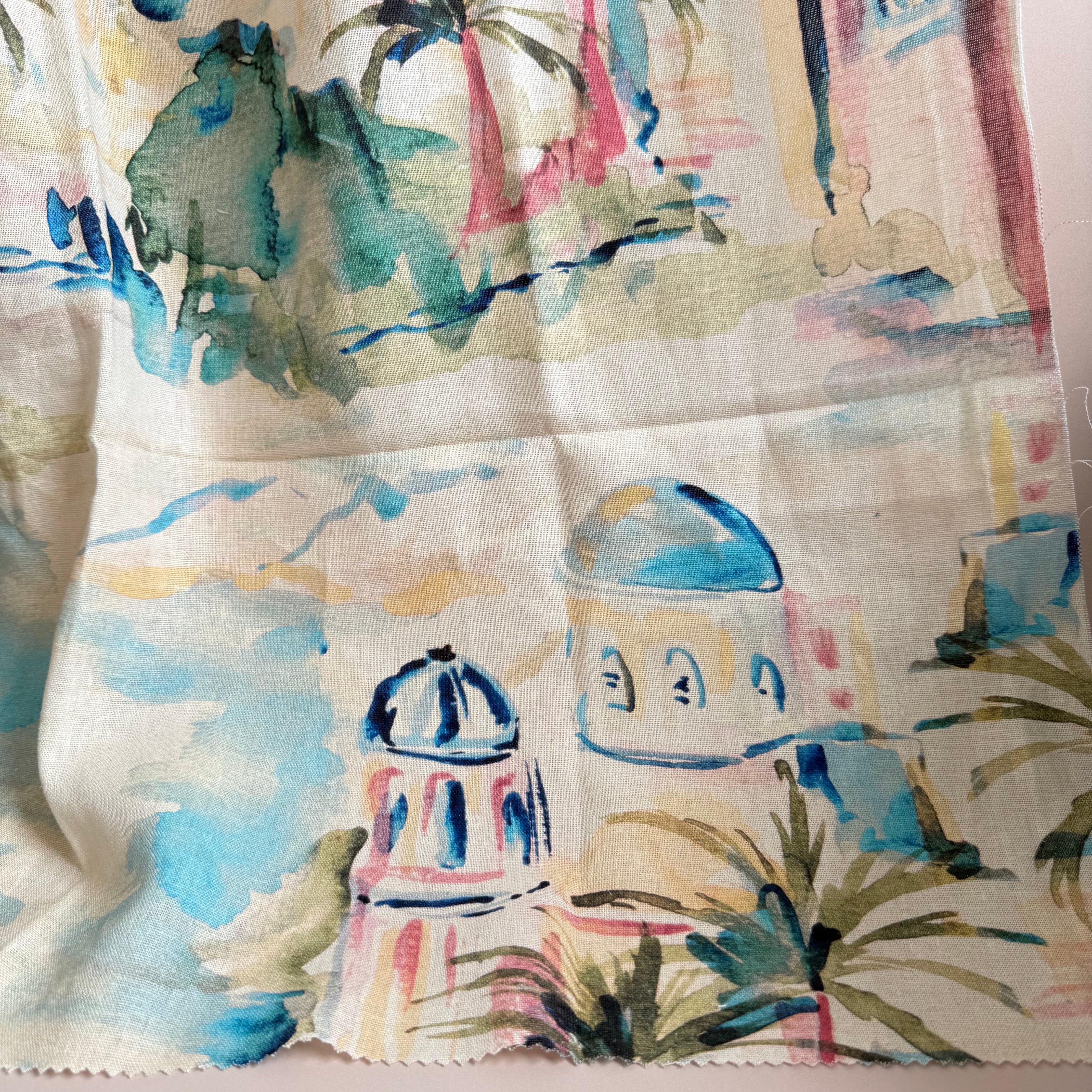 PRE-ORDER - arriving by end of August - Riviera Landscape Summer Linen Viscose Blend Fabric