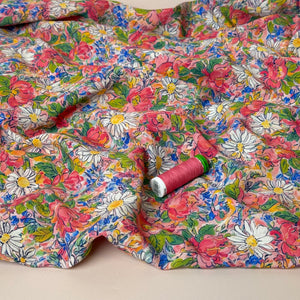 Daisies in Field LENZING™ ECOVERO™ Viscose Fabric