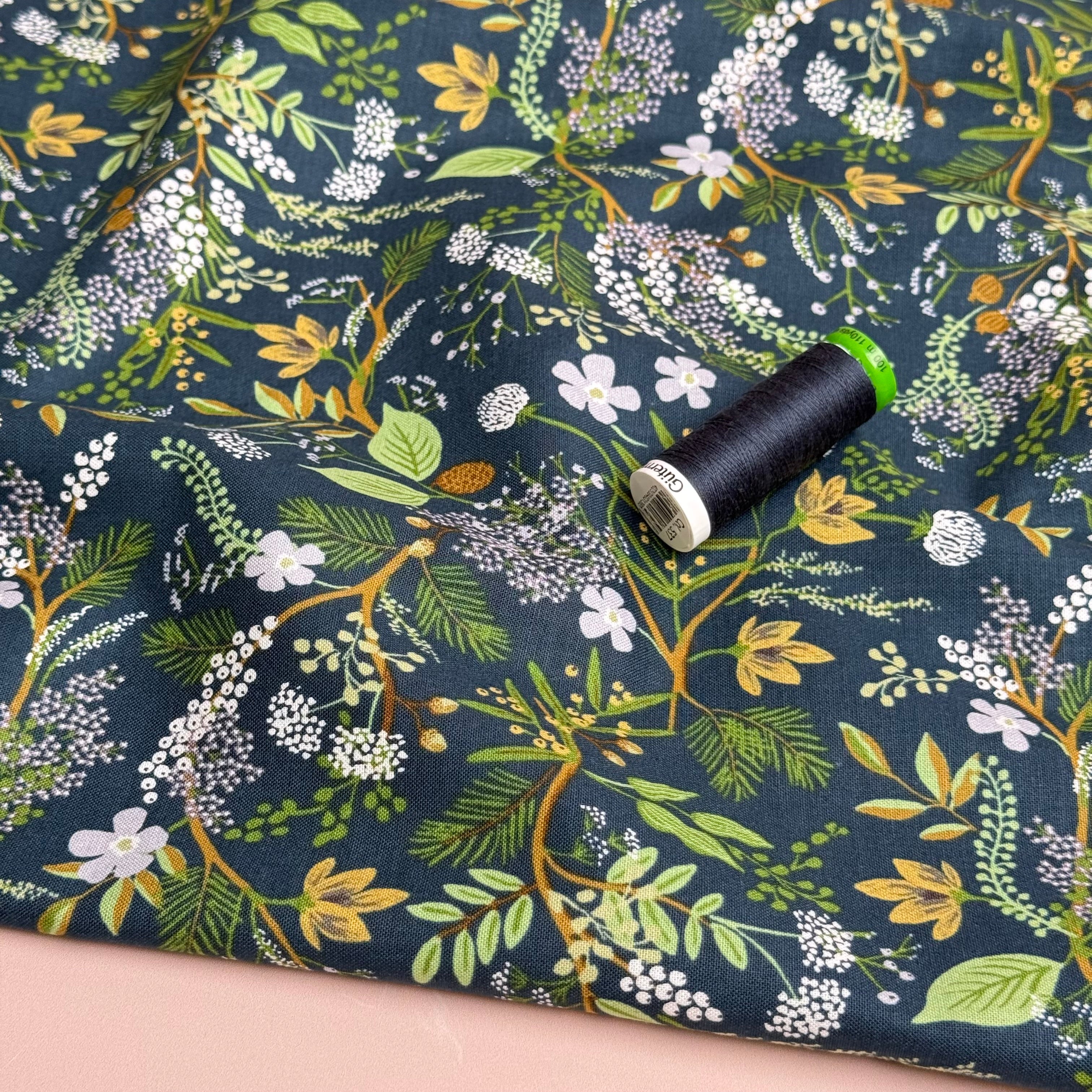 Rifle Paper Co - Juniper Forest in Evergreen Cotton Fabric from English Rose
