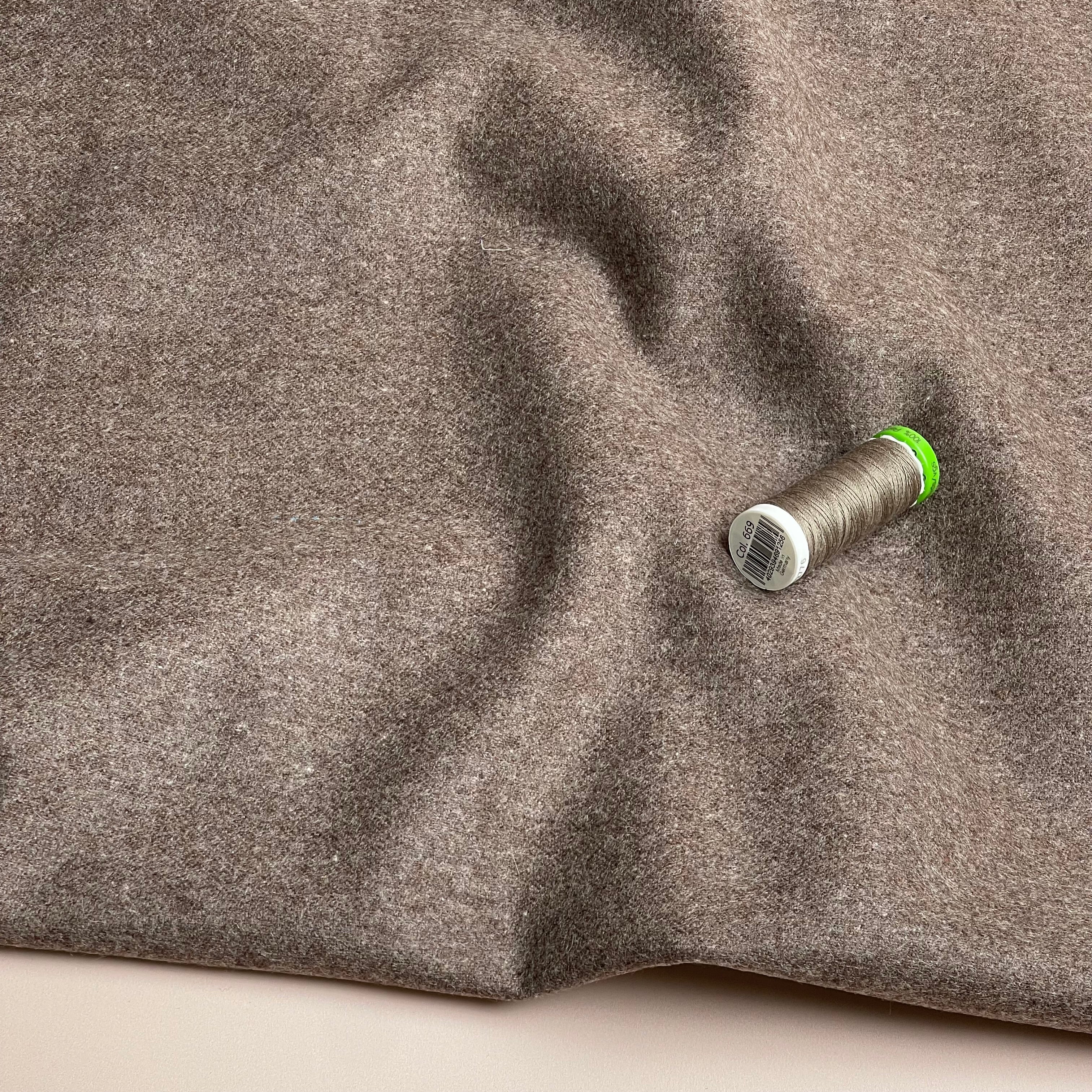 Deadstock Plain Light Beige Wool Coating Fabric