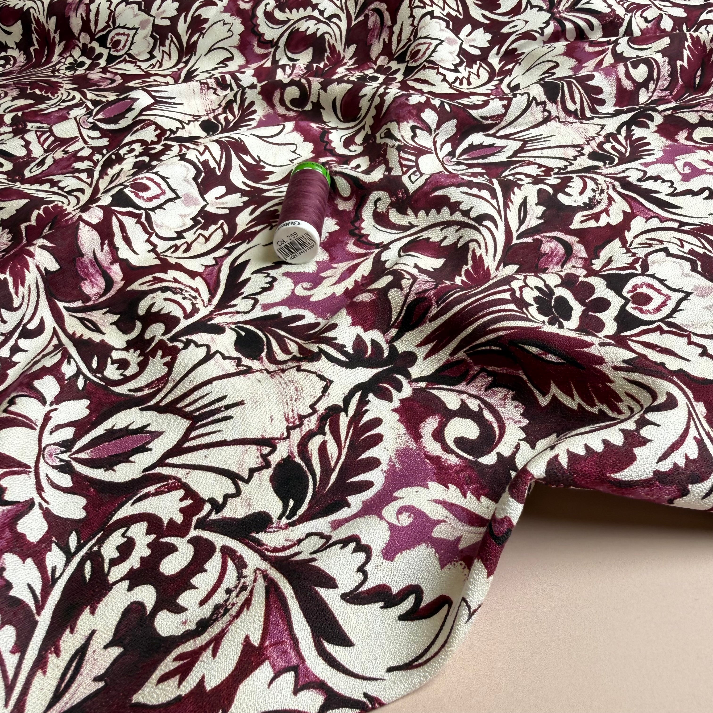 Plum Ornaments Soft Viscose Crepe