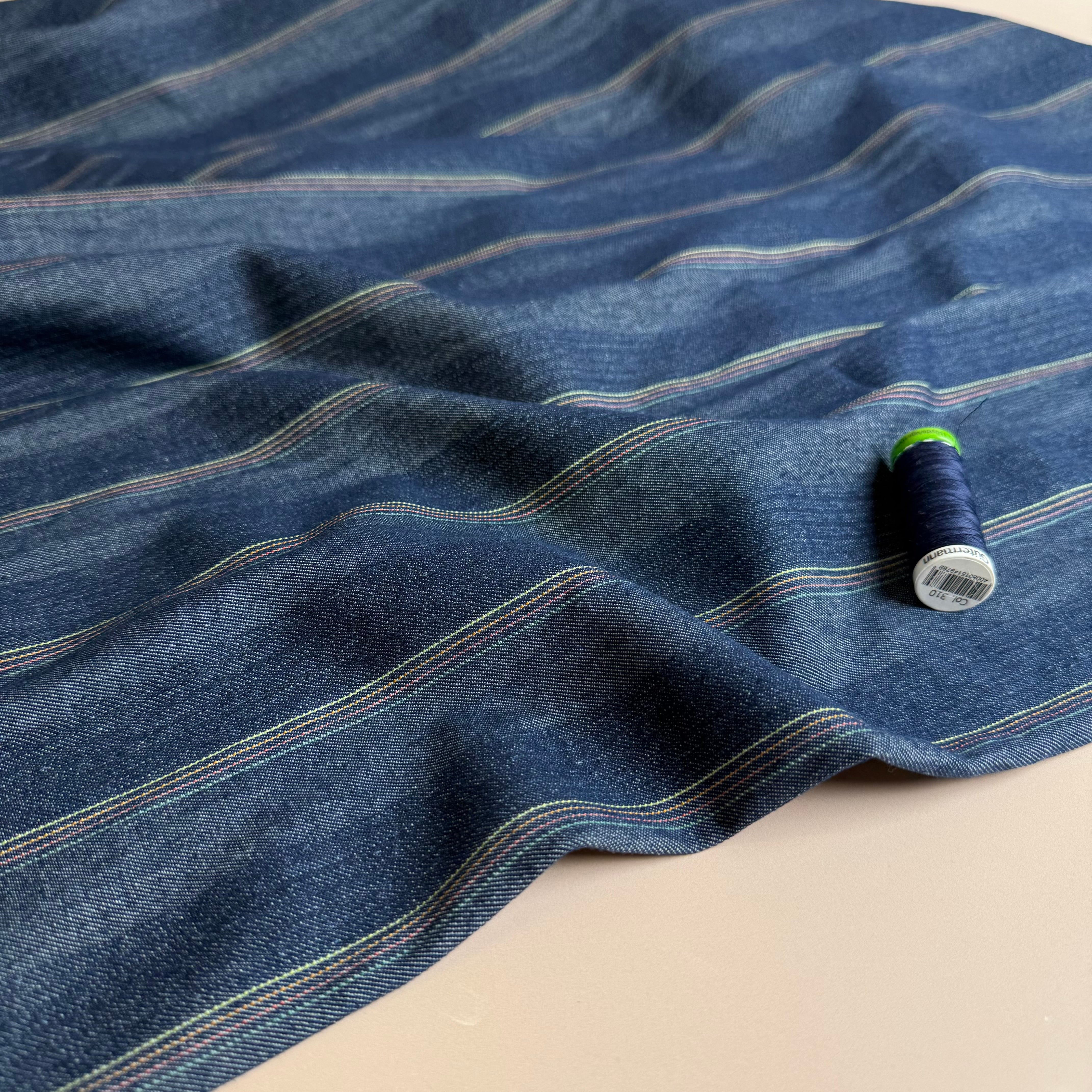 Indigo Striped Denim Fabric