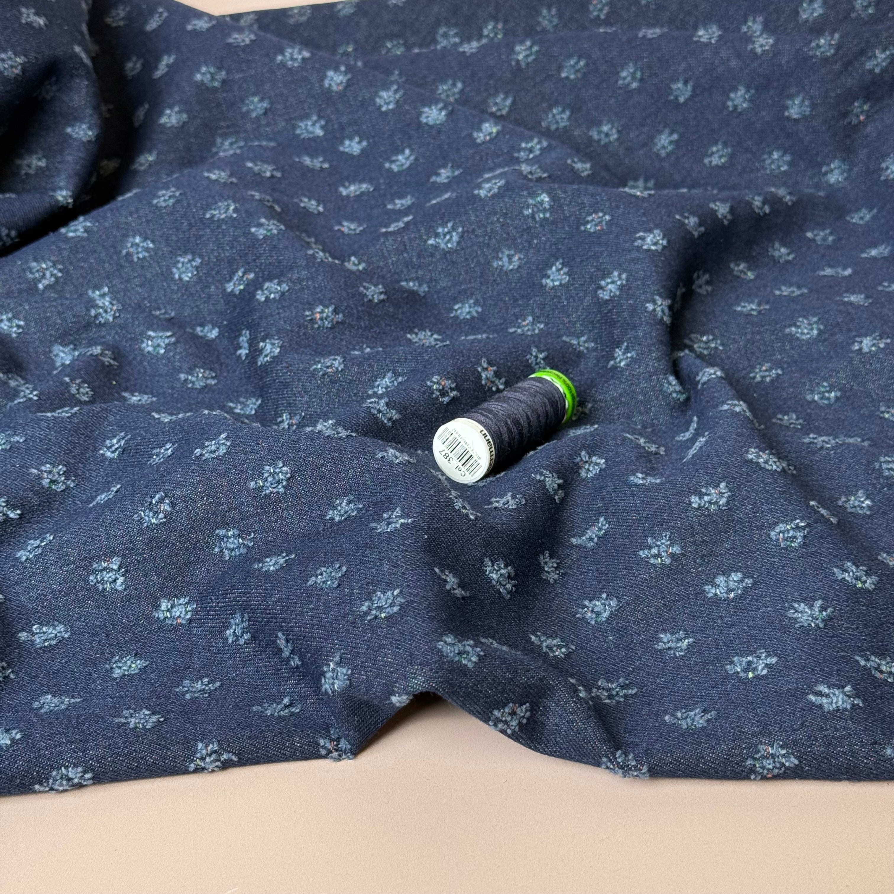 Dots Distressed Cotton Denim in Indigo