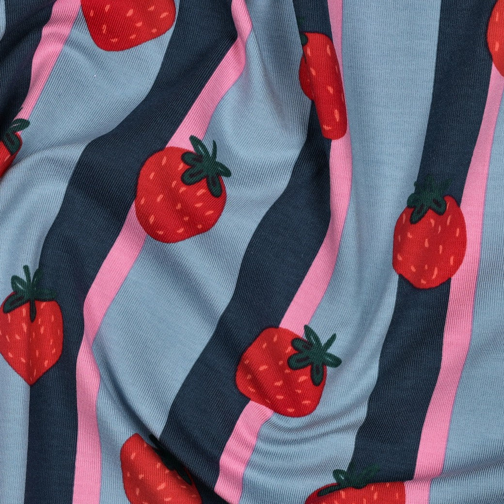 Strawberries in Lanes Cotton Jersey Fabric