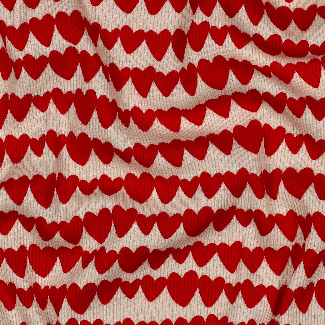 Heart Stripes Organic GOTS Cotton Ribbed Jersey
