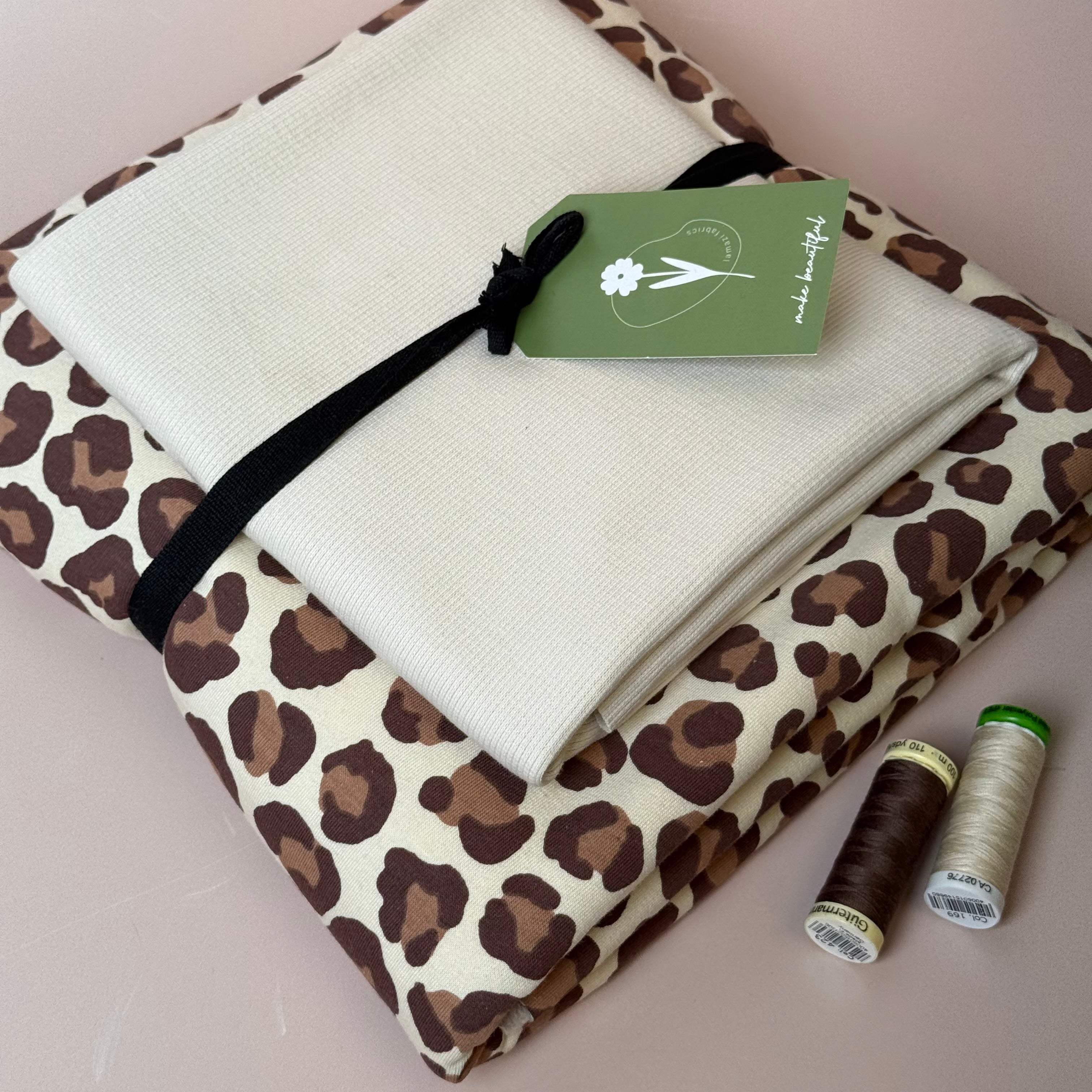 Colour Bundles - Leopard print on Natural Sweatshirt & Ribbing