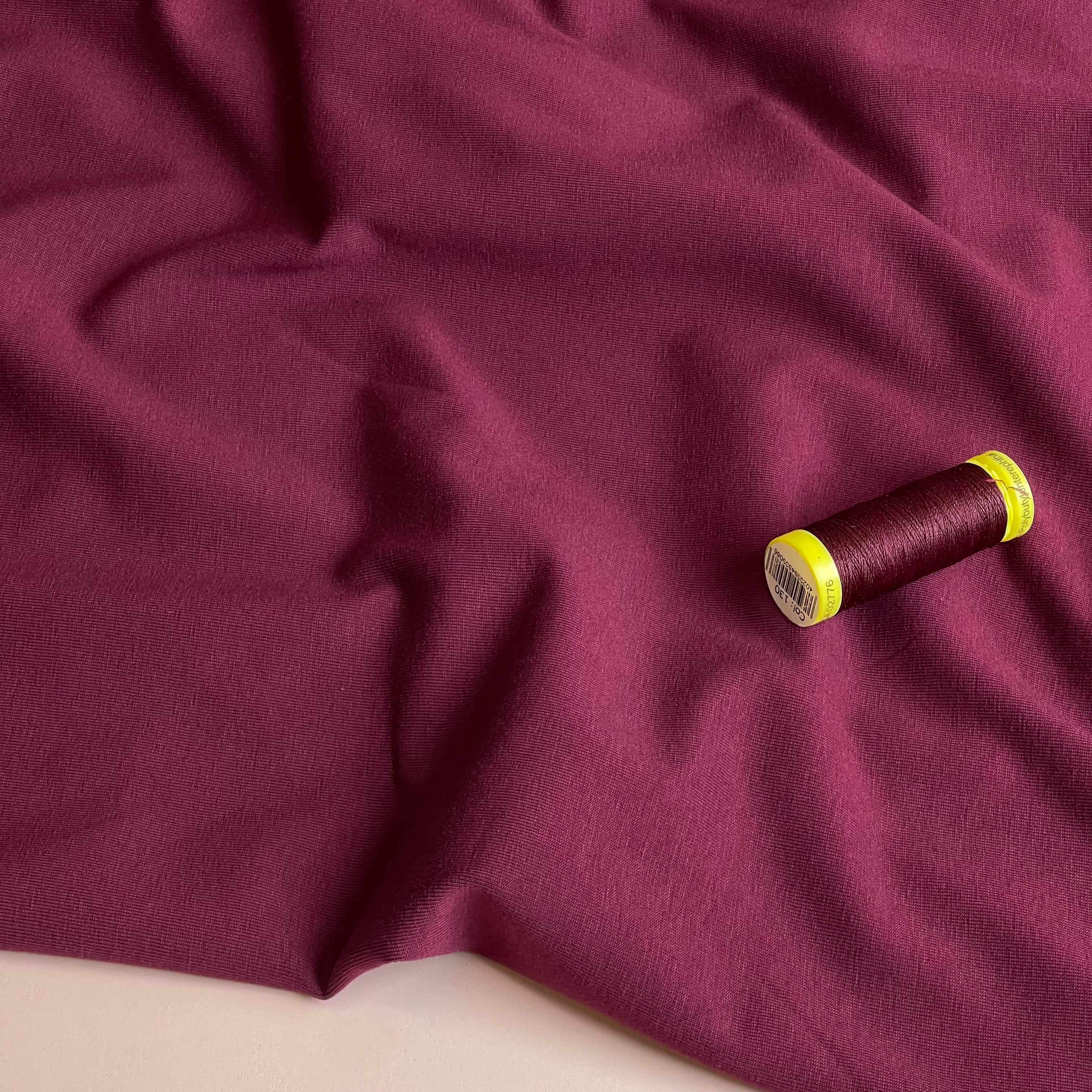 Essential Chic Bordeaux Plain Cotton Jersey Fabric