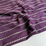 Flowers in Stripes Burgundy Cotton Jacquard Fabric