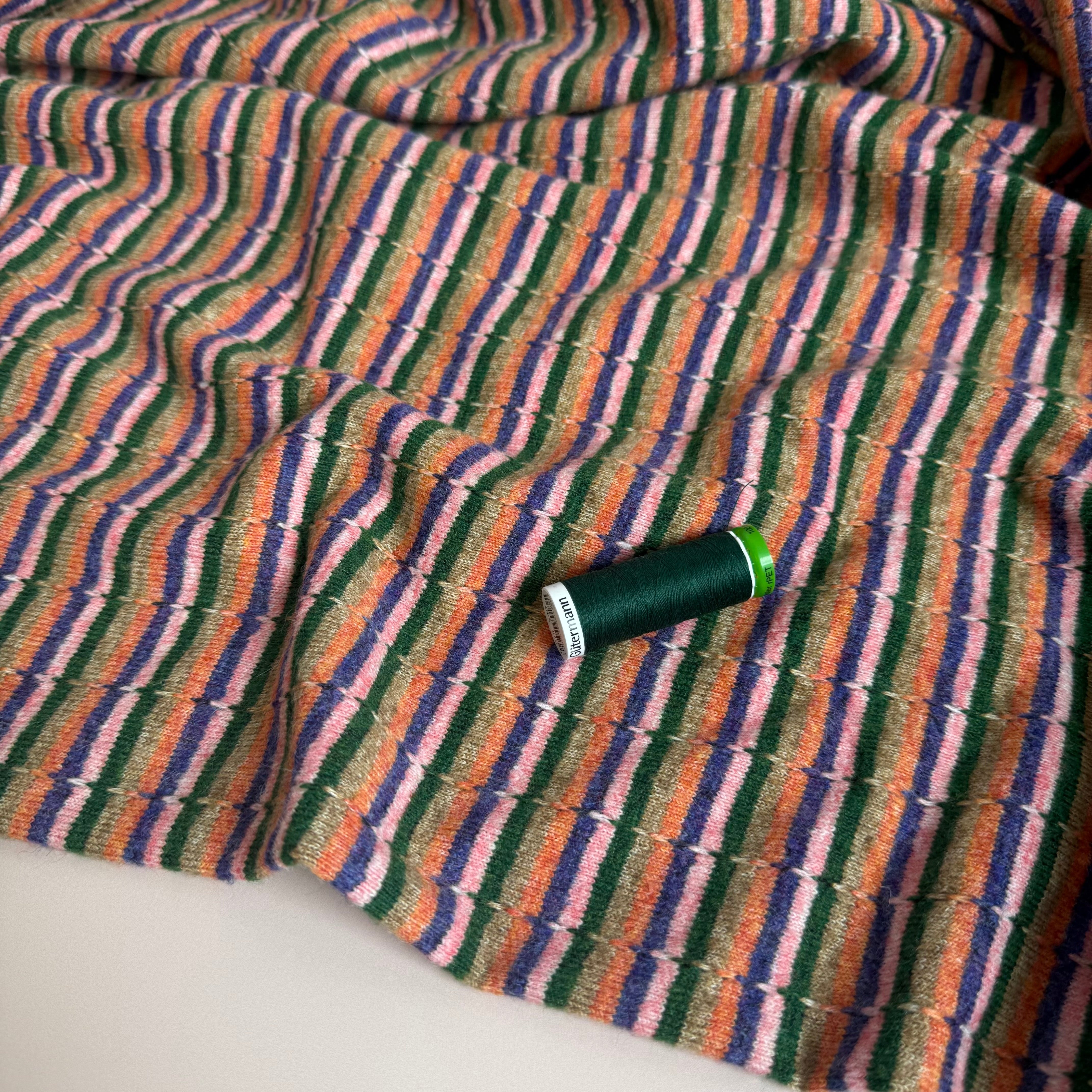 Autumn Stripes Wool Blend Knitted Jacquard