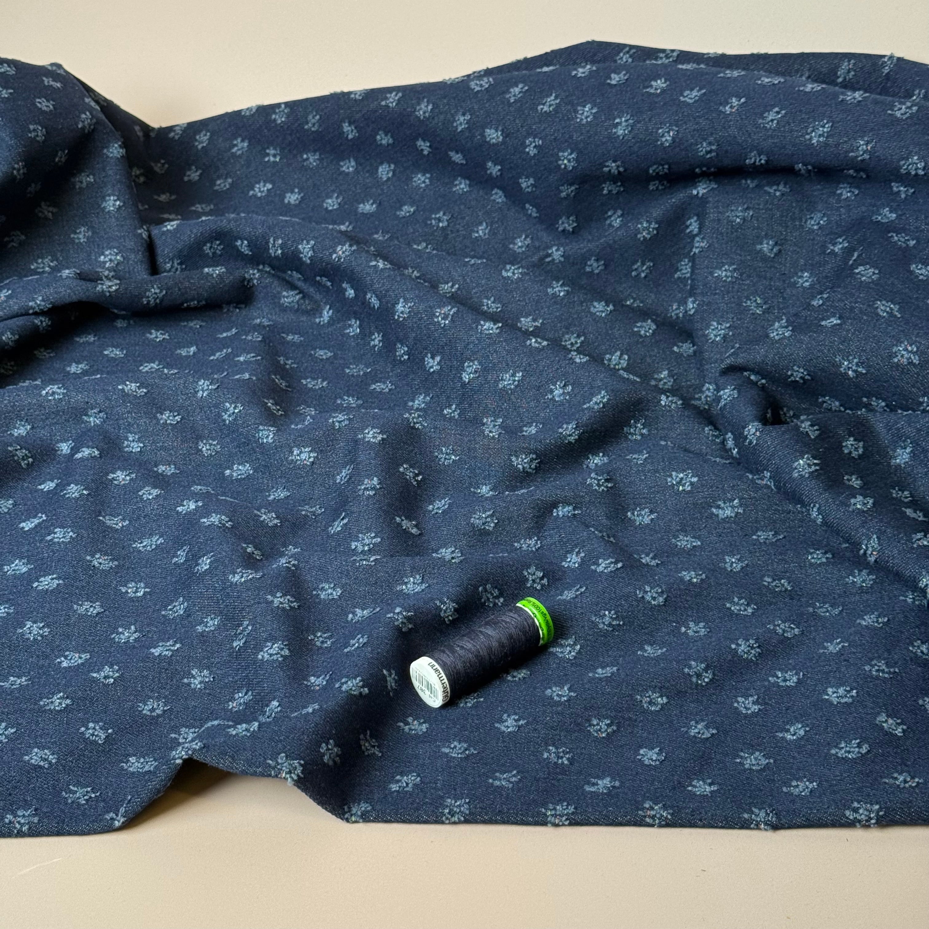 Dots Distressed Cotton Denim in Indigo
