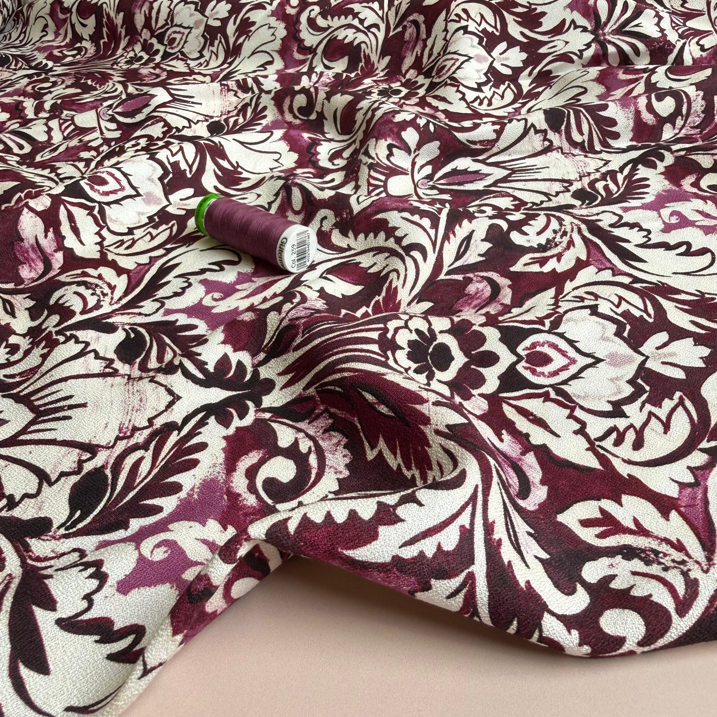 Plum Ornaments Soft Viscose Crepe