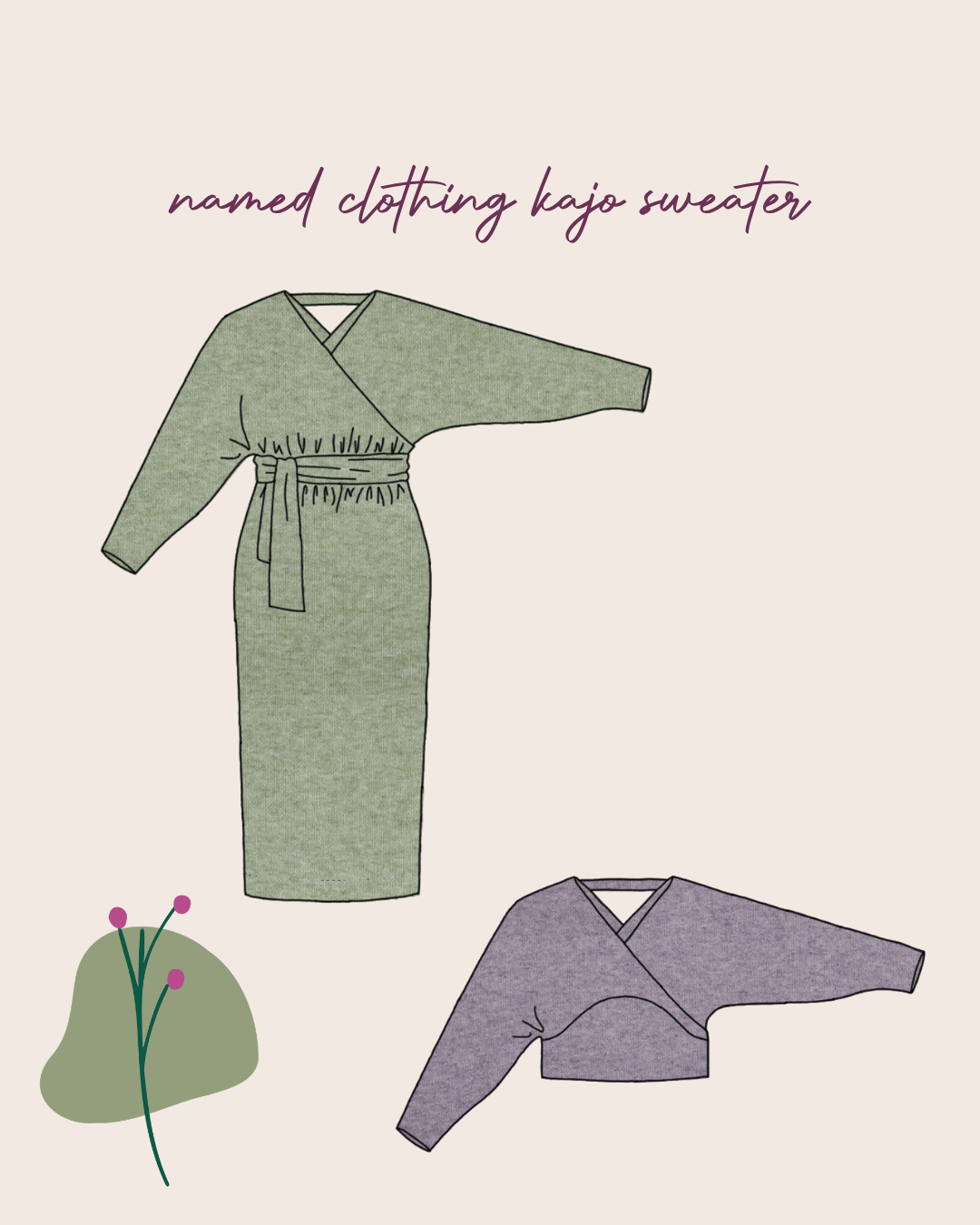 Sewing Kit - Kajo Dress & Top in Snug Knit Fabrics (multiple colour choice)