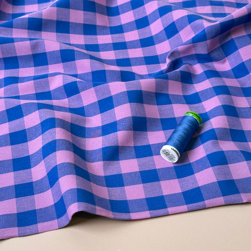 Yarn Dyed French Mauve Gingham Cotton Fabric