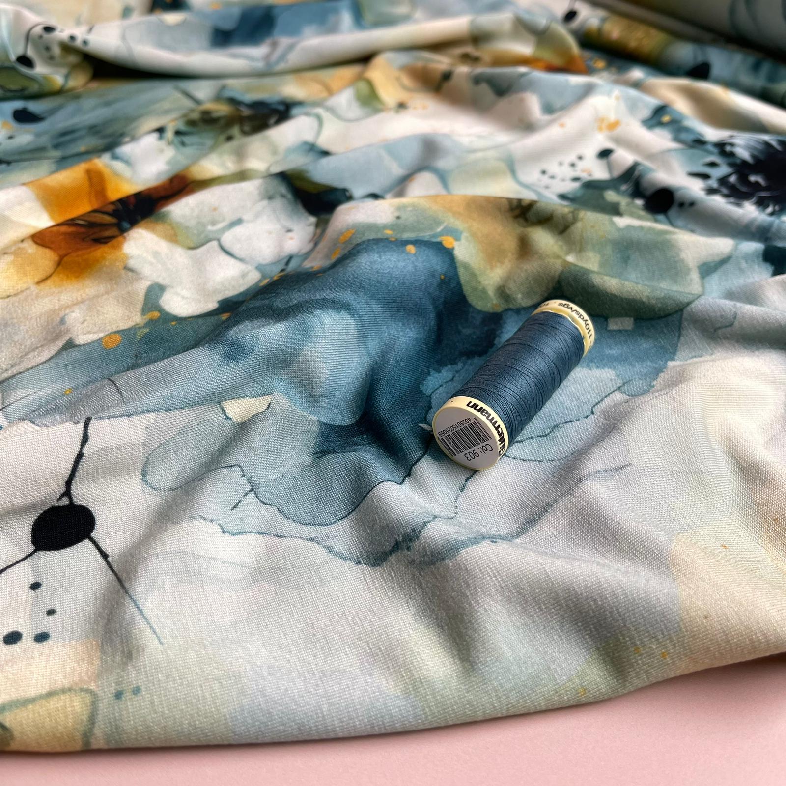 Danish Design - Inky Watercolour Blooms ECOVERVO™  Viscose Jersey