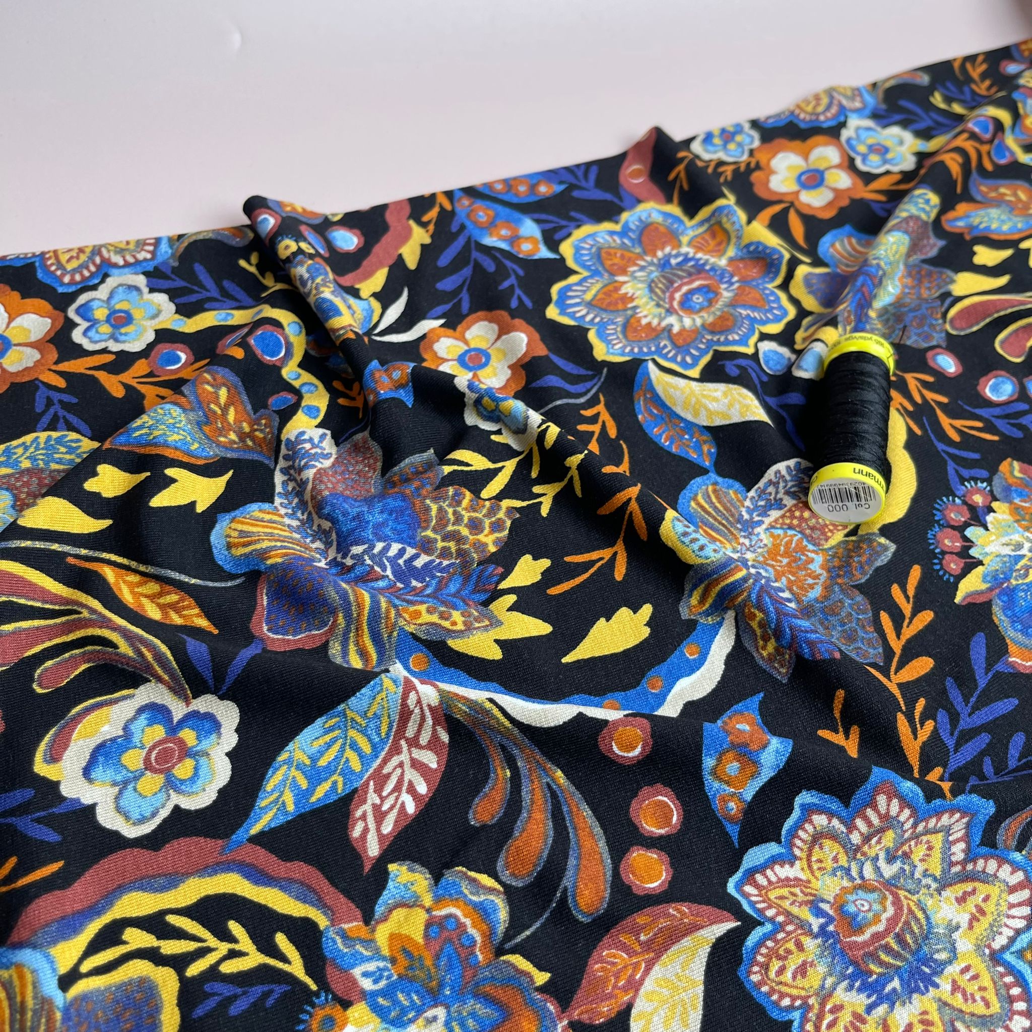 Autumn Flowers De Luxe Viscose Jersey Fabric