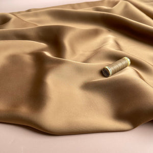 Camel Solid Viscose Sateen Fabric