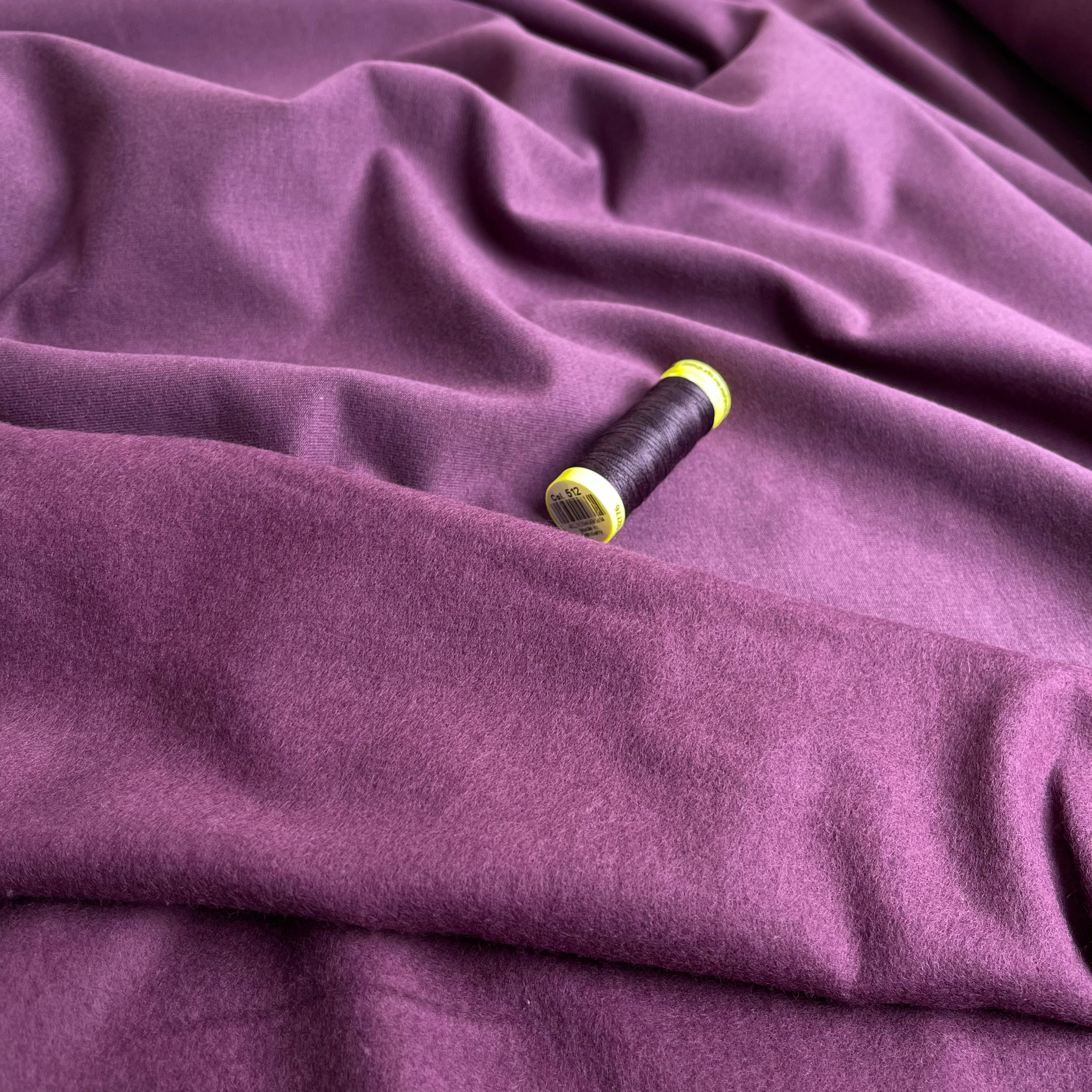 Peach Soft GOTS Organic Cotton Sweat-shirting in Aubergine