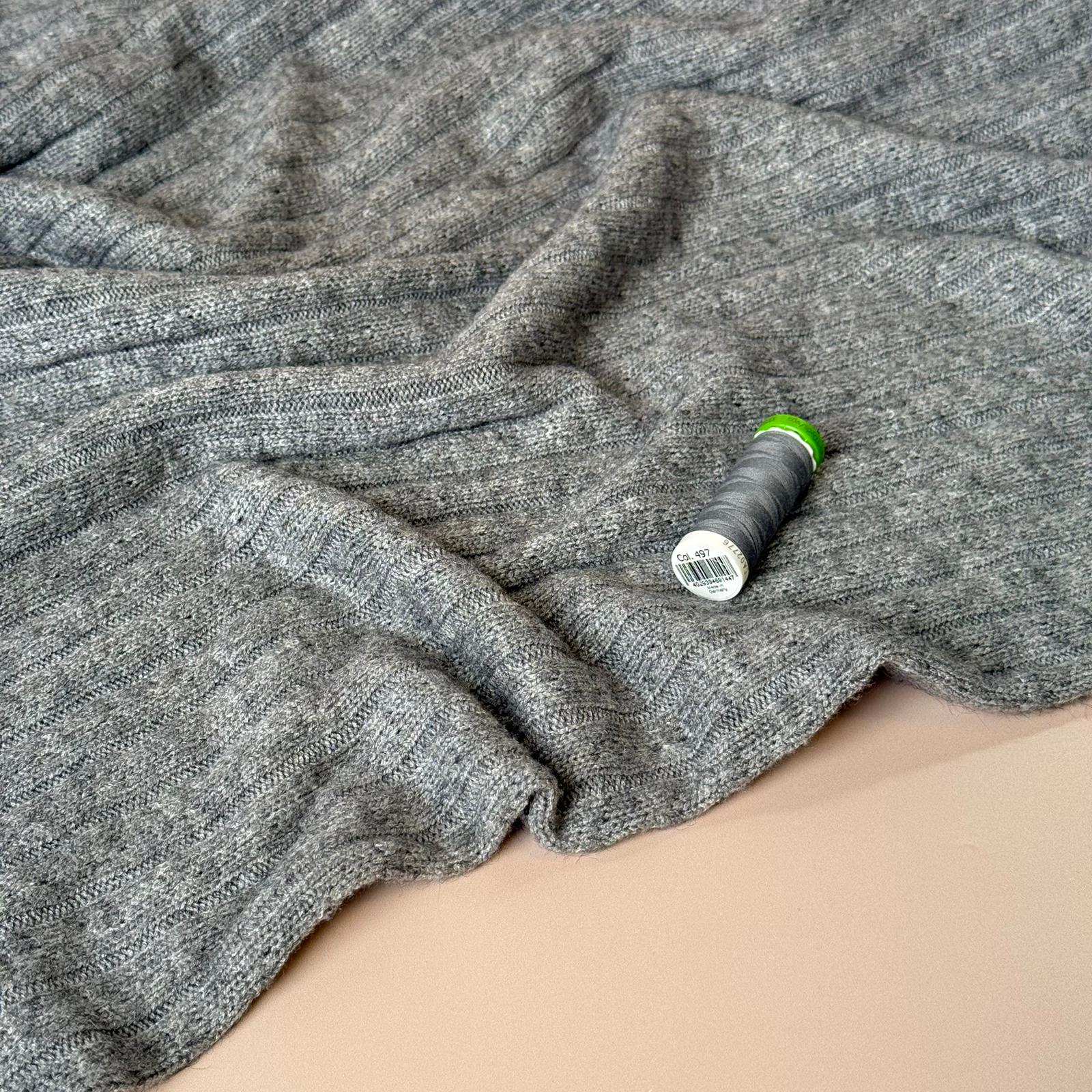 Montreal Rayon Blend Cable Sweater Knit in Grey Melange
