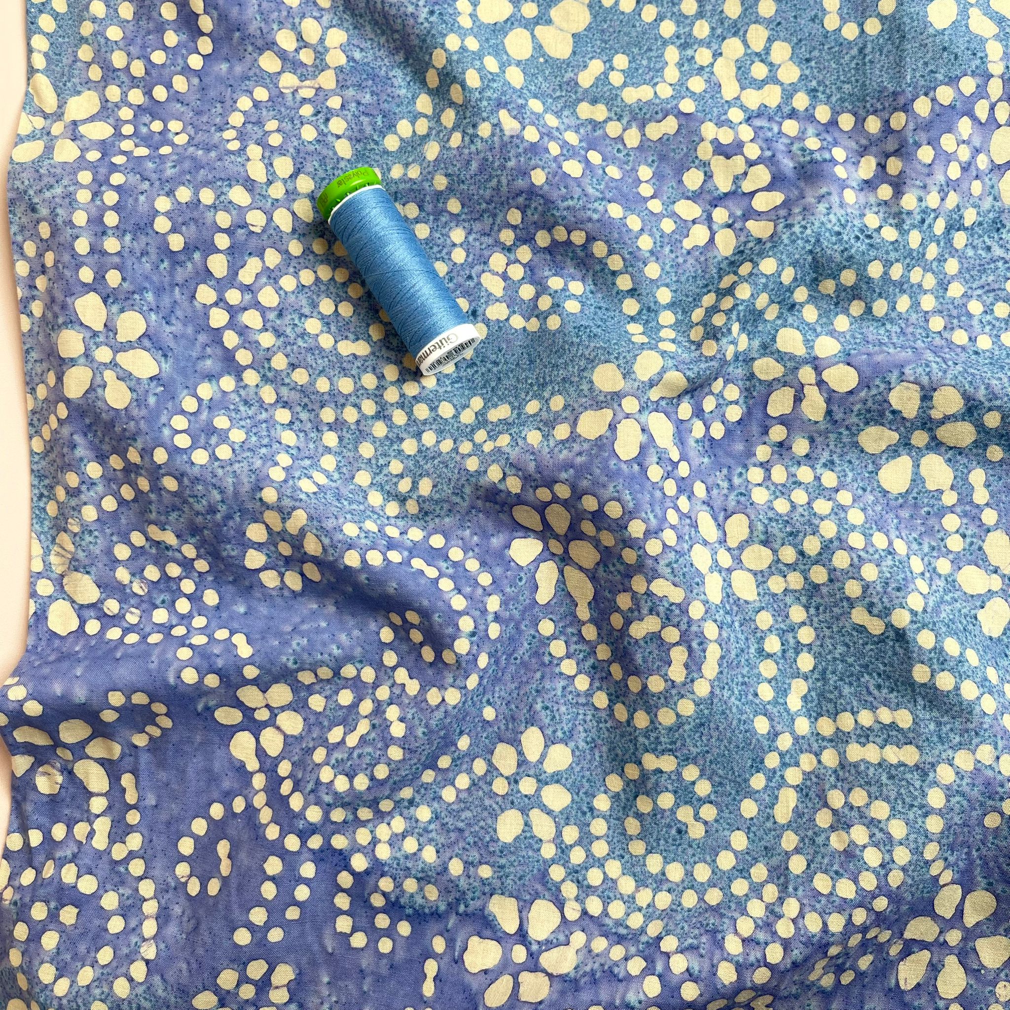 Batik Blue Flowers Cotton Fabric