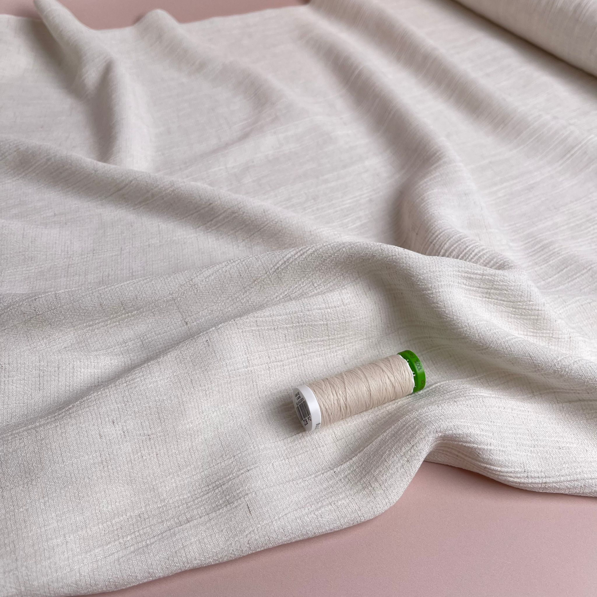 Crinkle Viscose Linen Blend Fabric in Natural