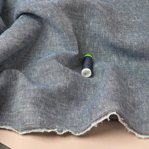 Yarn Dyed Pure Linen Fabric in Navy