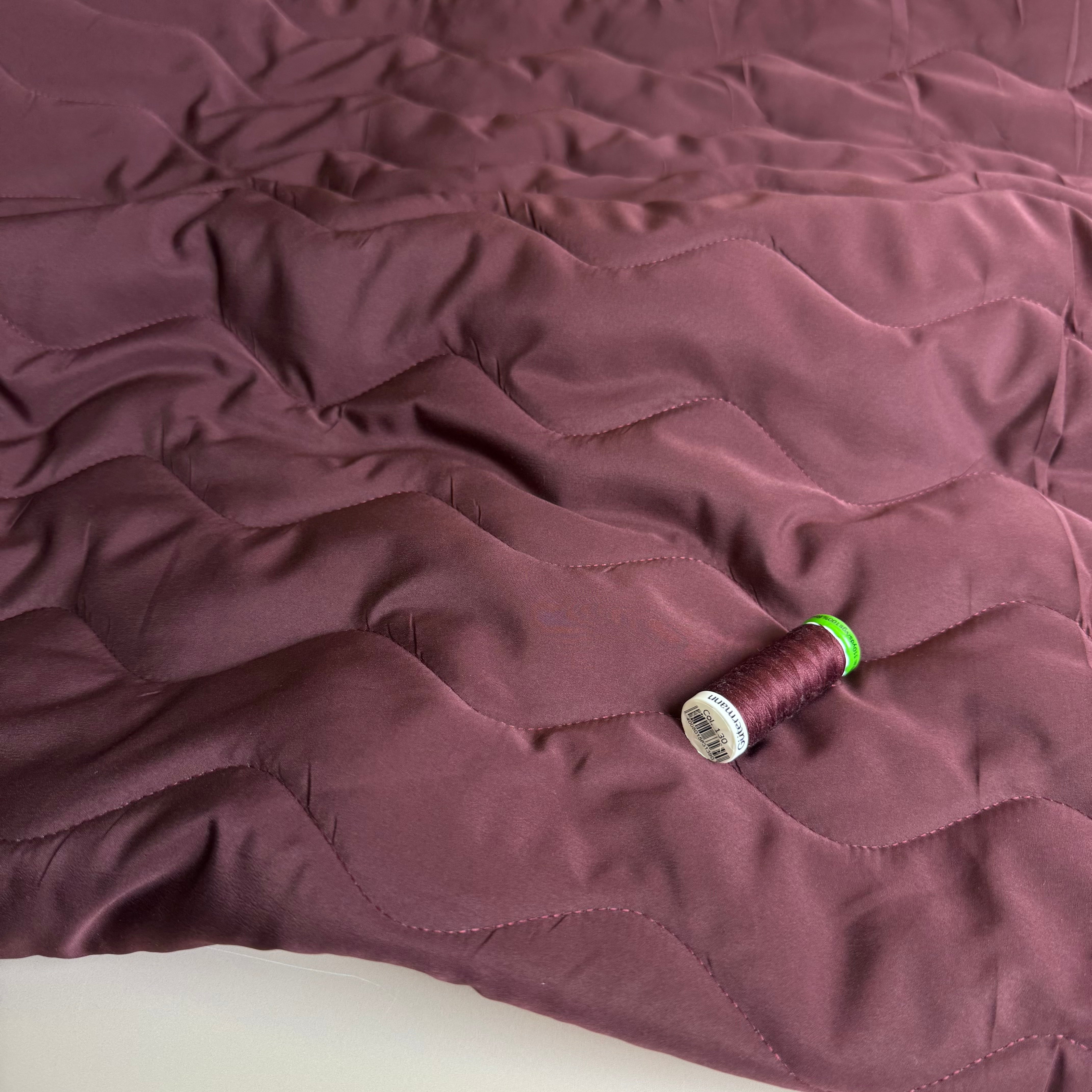 Zigzag Deep Plum Quilted Puffer Fabric