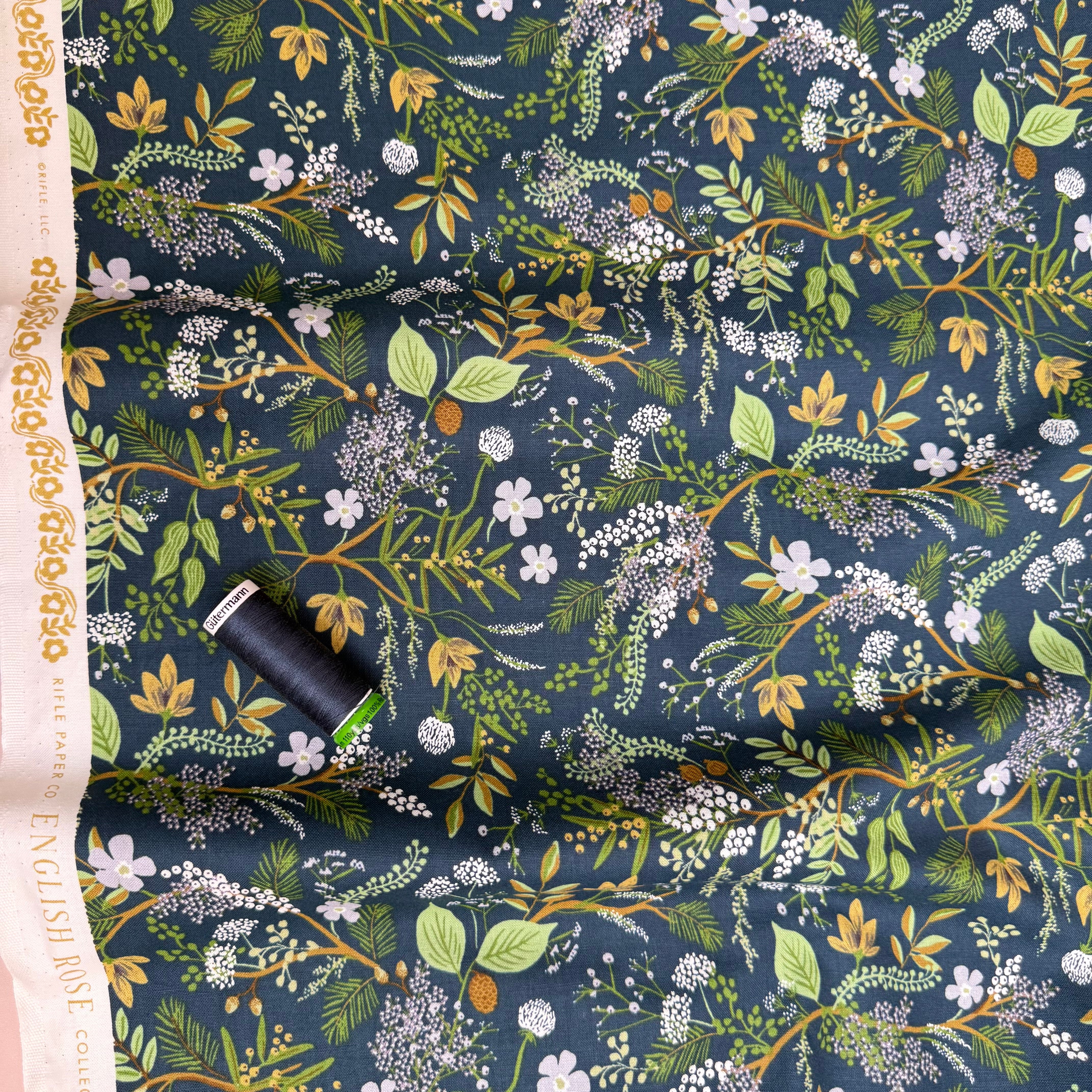 Rifle Paper Co - Juniper Forest in Evergreen Cotton Fabric from English Rose