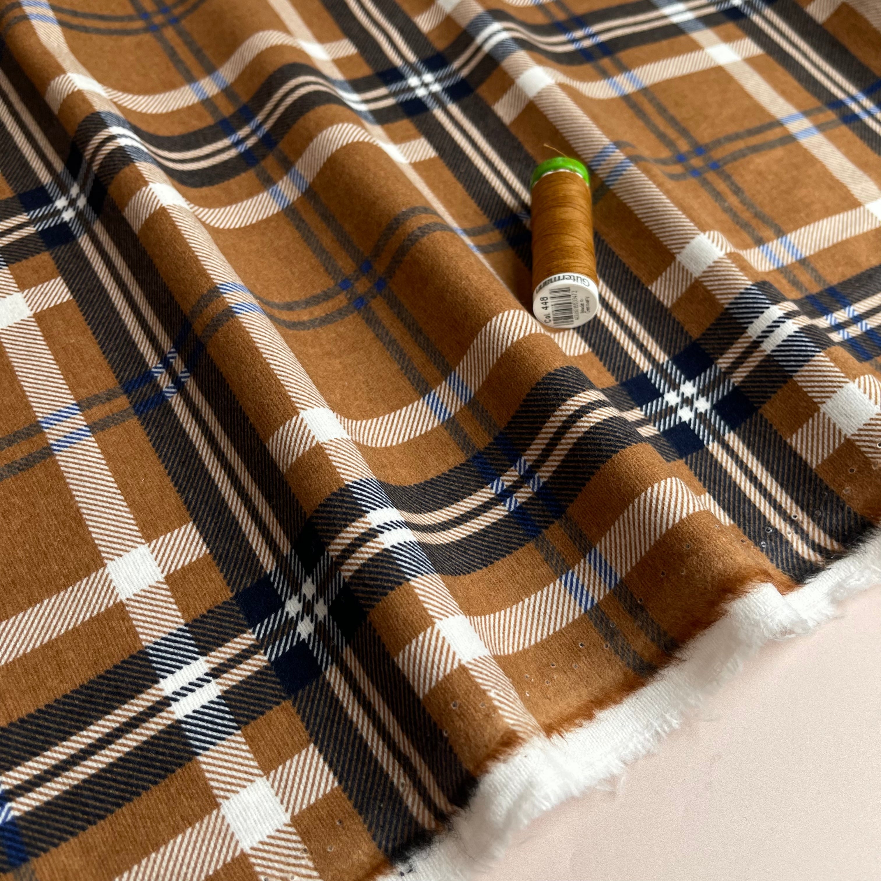 REMNANT 1.11 Metres - Plaid Rust Cotton Flannel