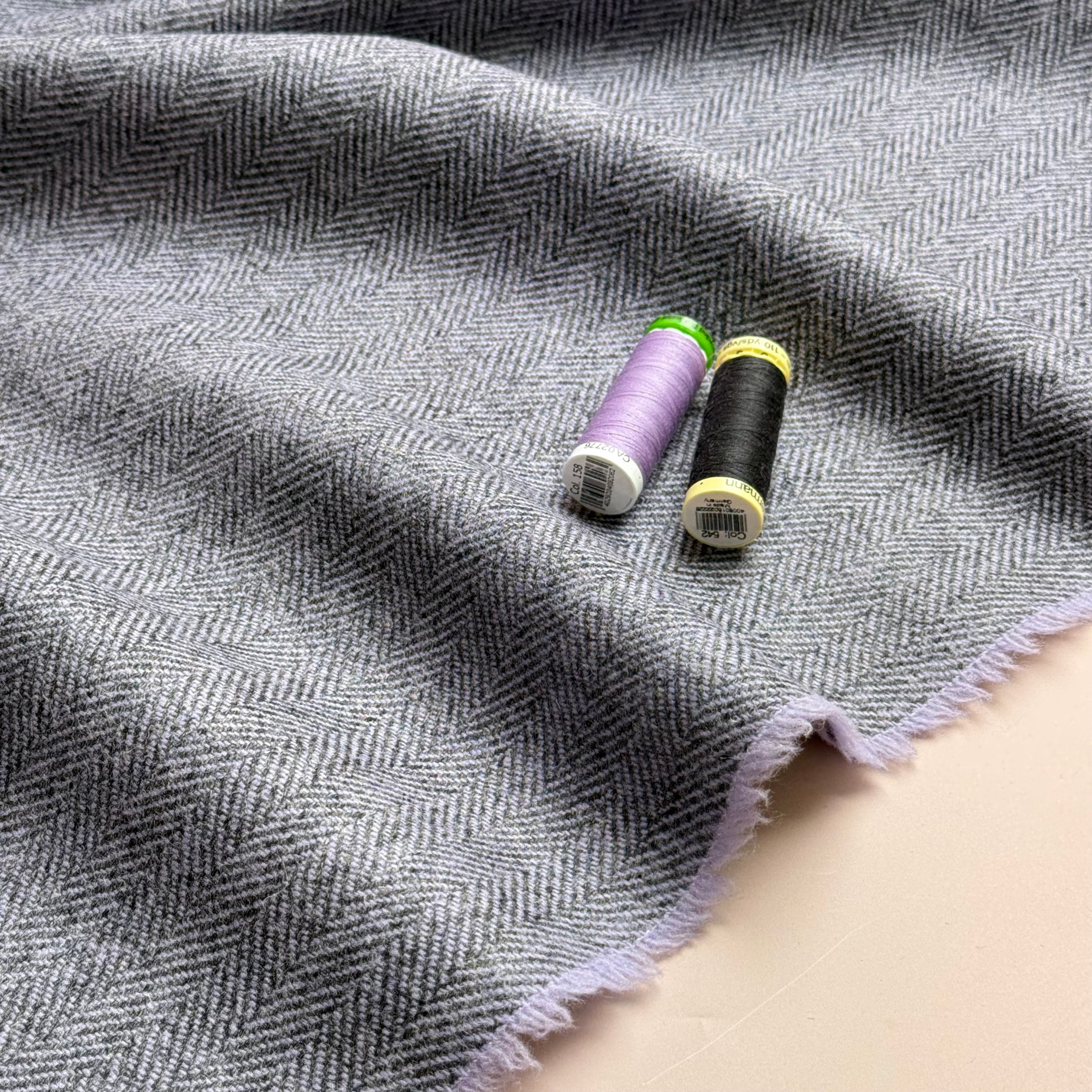 Ex-Designber Deadstock Pure Wool Herringbone Coating Fabric
