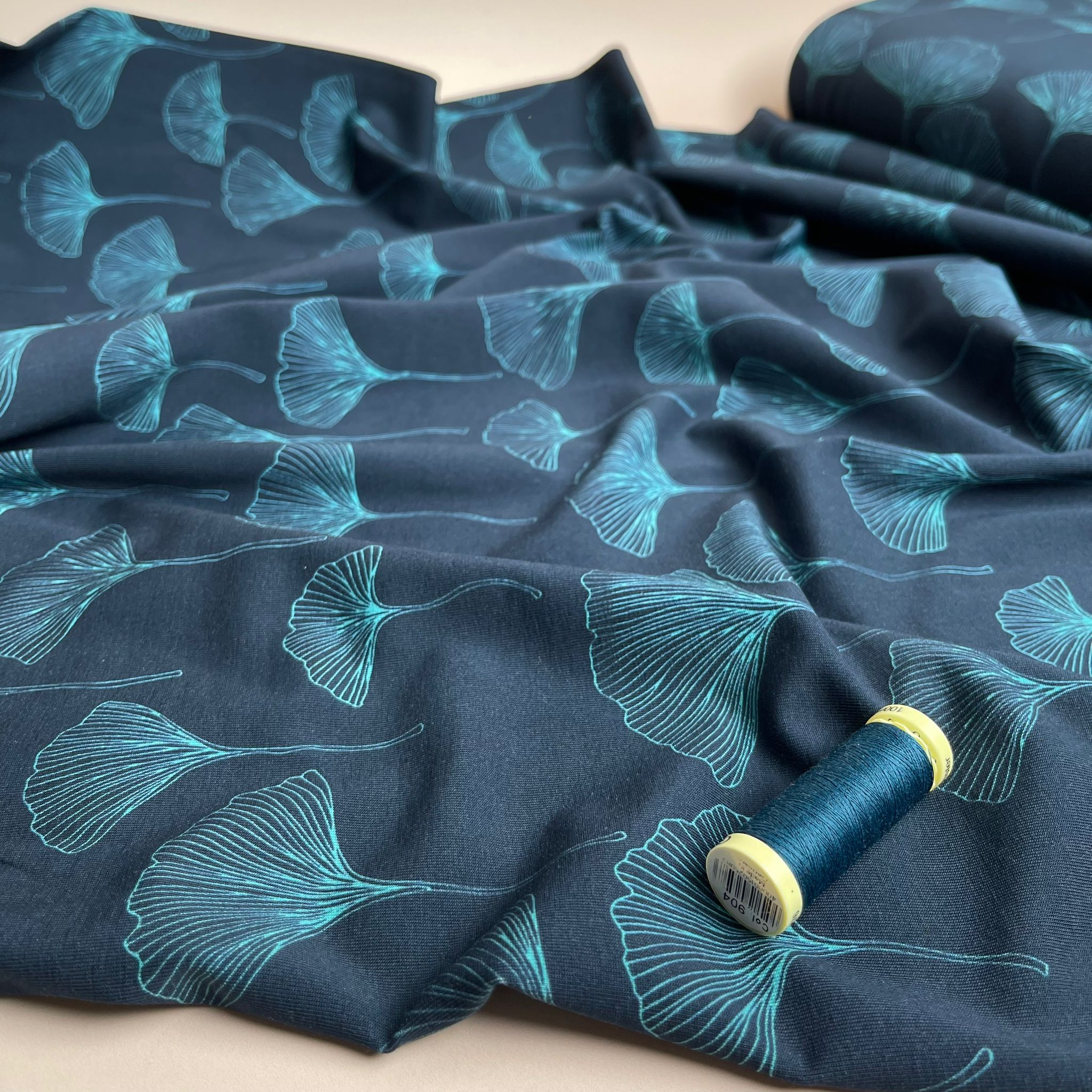 Danish Design - Teal Gingko Cotton Jersey