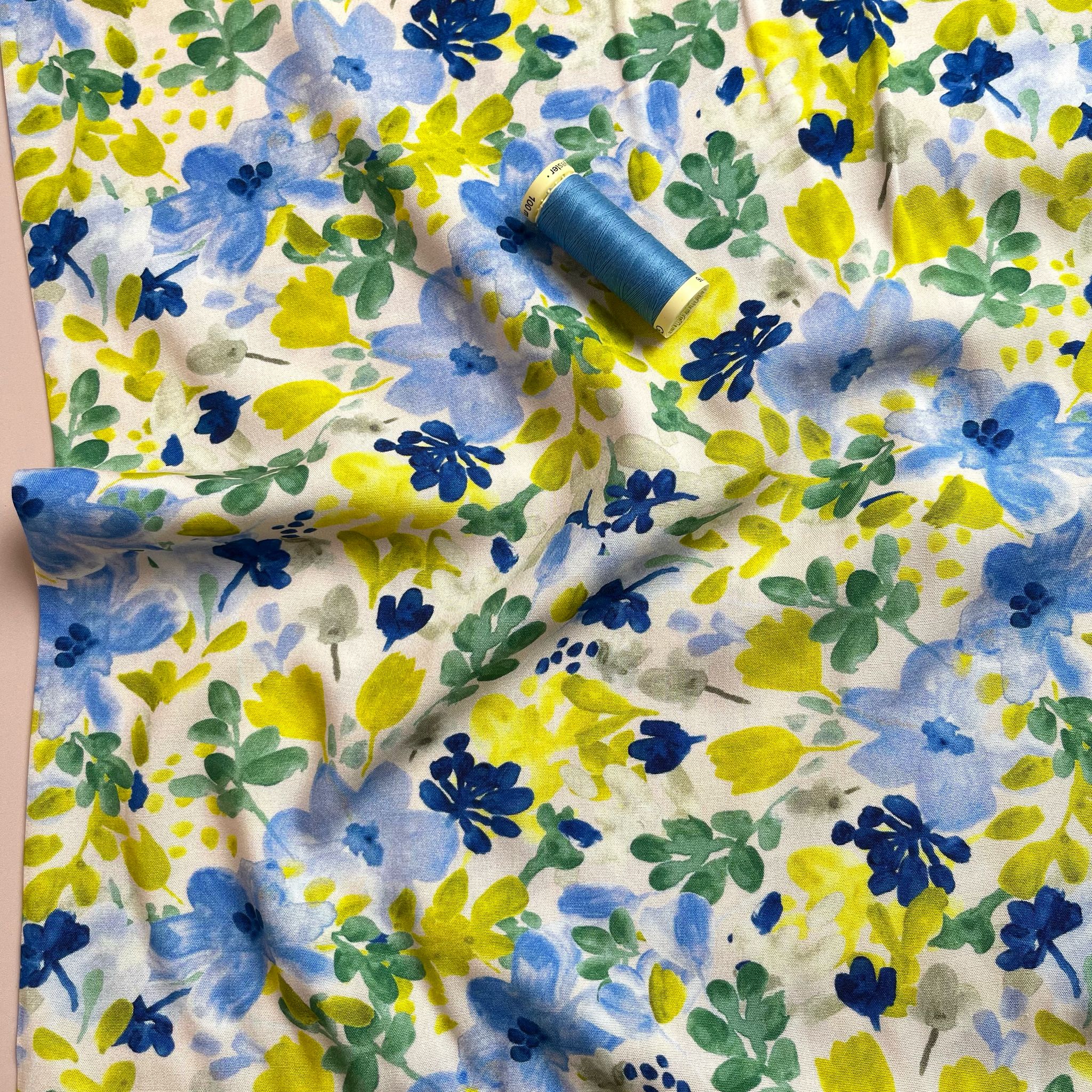 Spring Garden Stretch Viscose Poplin Fabric