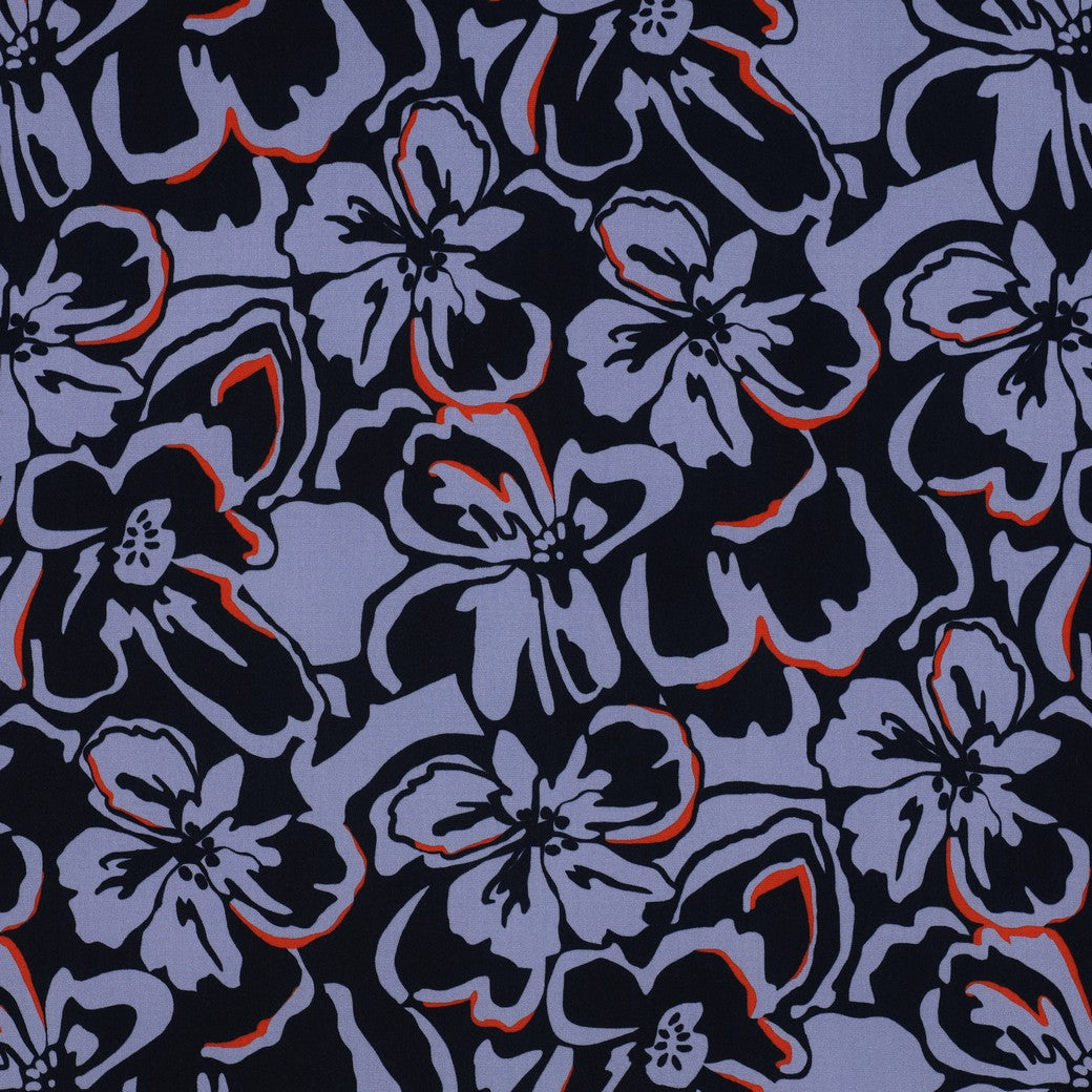 Flowers on Navy LENZING™ ECOVERO™ Viscose Fabric