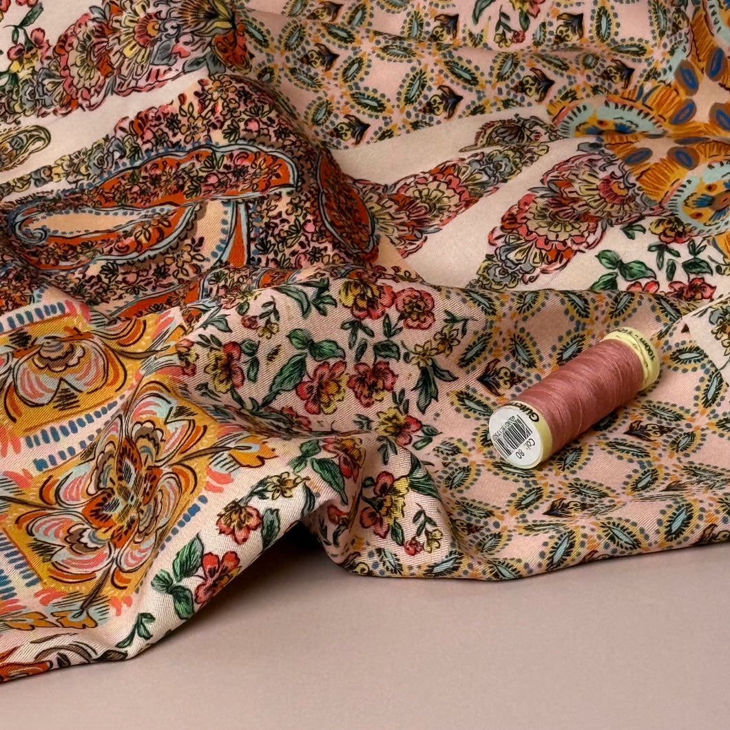 Vintage Patchwork Canyon Clay Viscose Twill Fabric