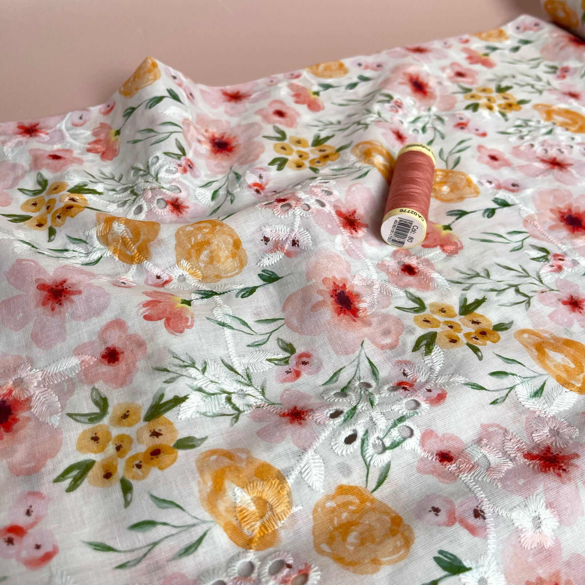 Sunshine Flowers Cotton Broderie Anglaise