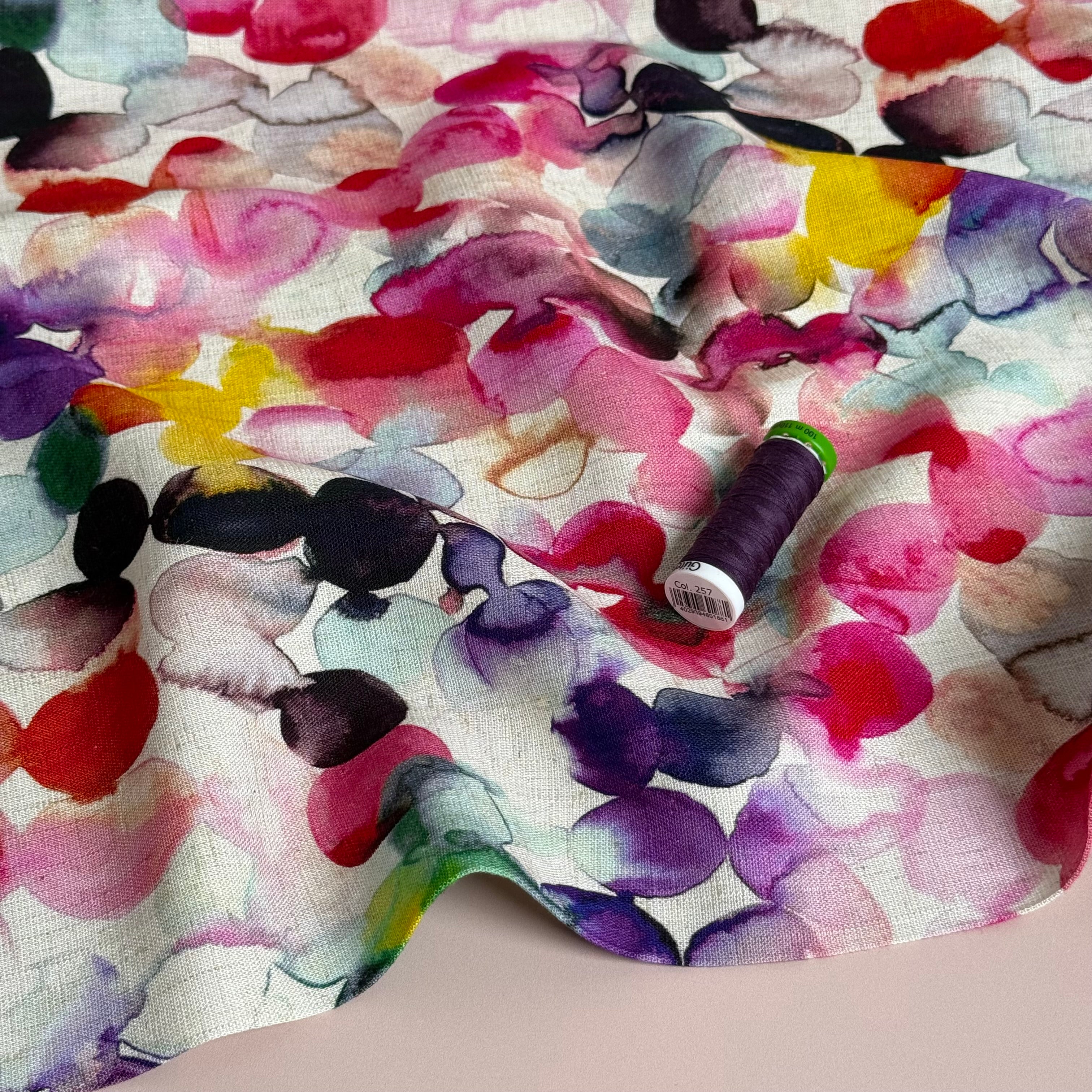 Watercolour Bubbles Viscose Linen Fabric