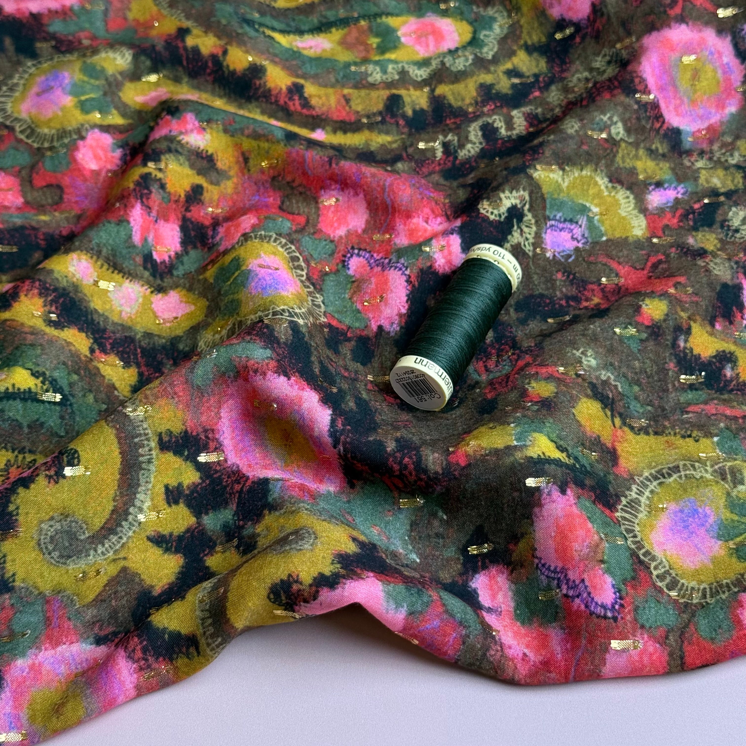 Autumn Paisley with Lurex Viscose Fabric