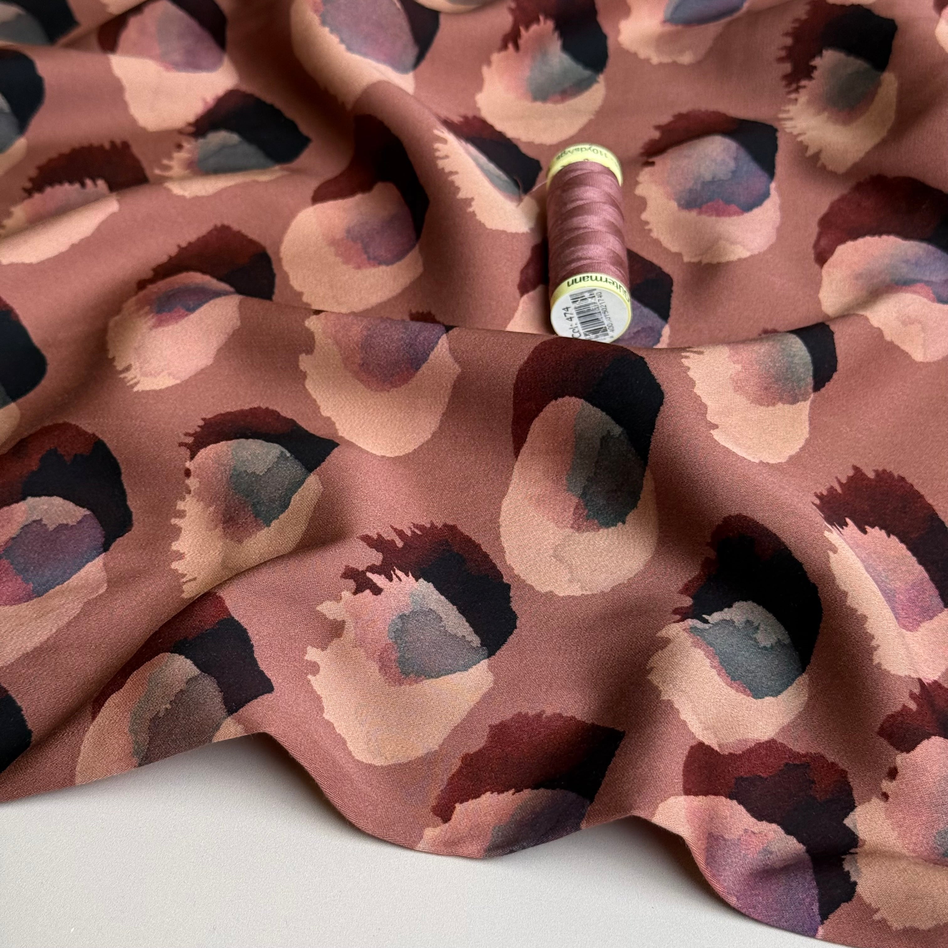 Water Marks Clay Pink Viscose Sateen Fabric