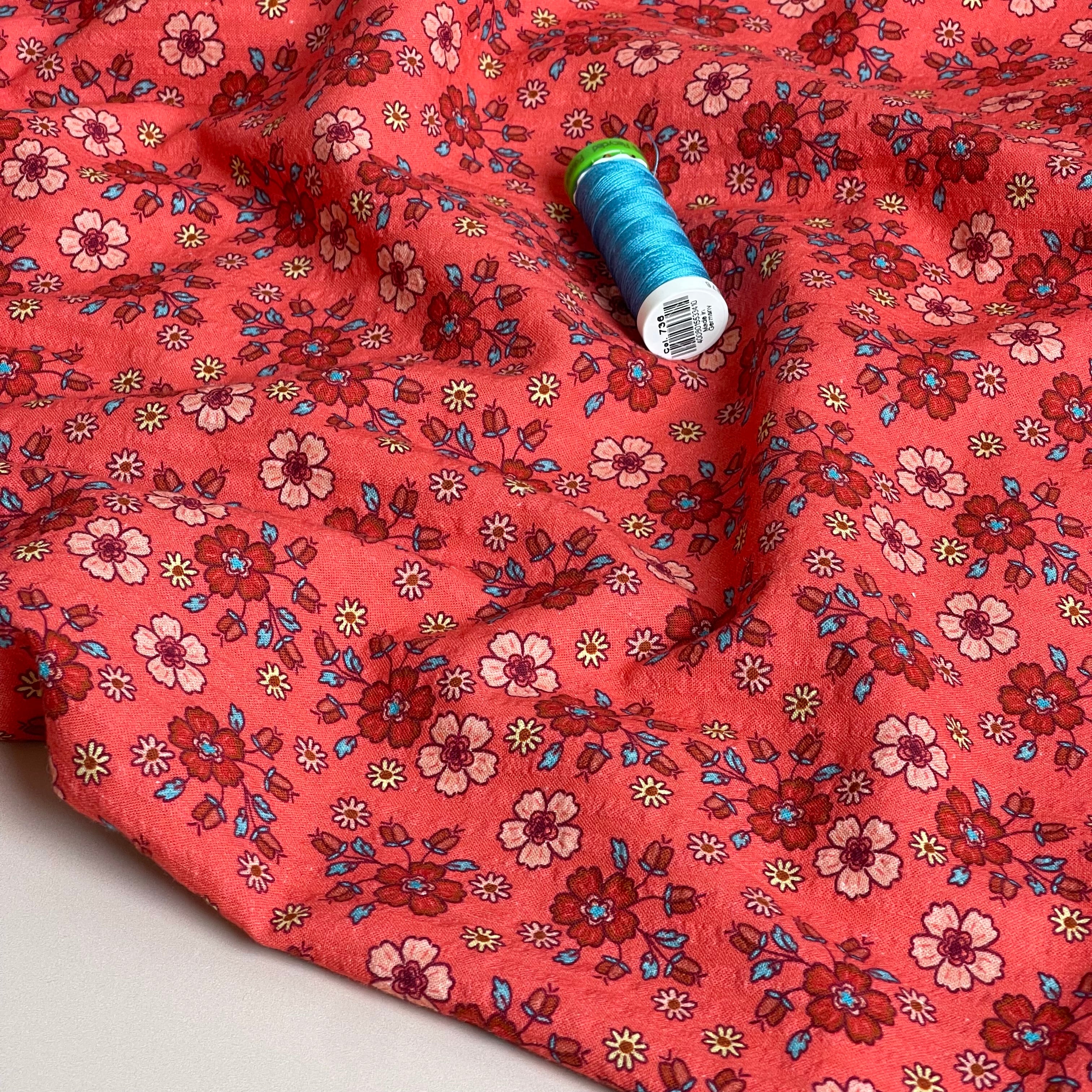 Floral Bubble Stripes Cotton Seersucker Fabric