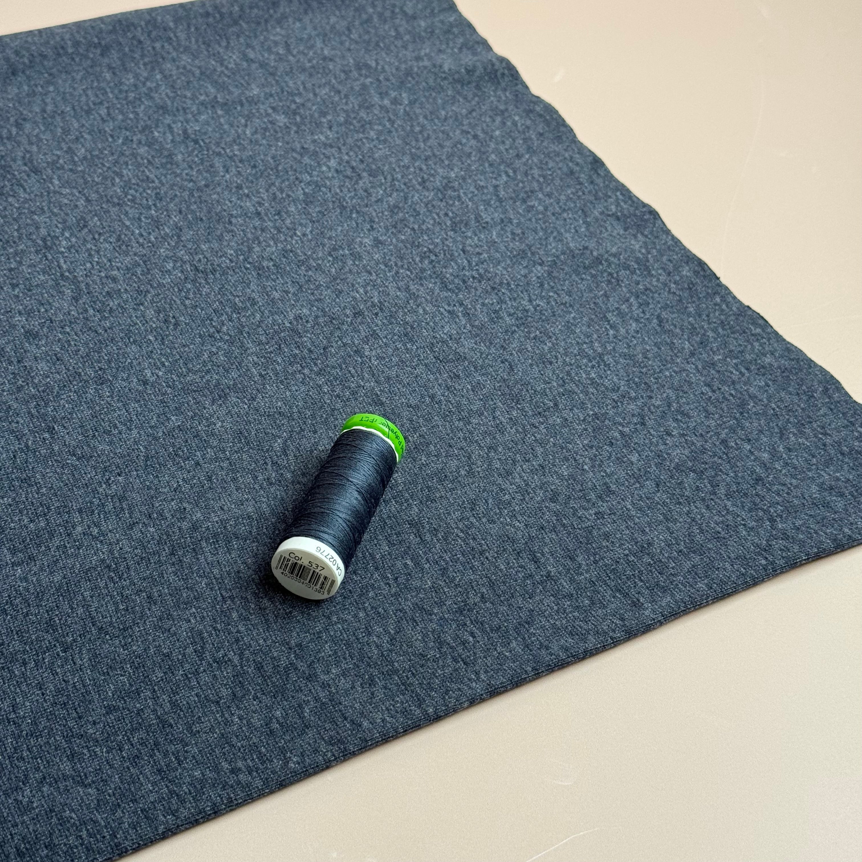 Navy Melange Tabular Cotton Cuff Ribbing Fabric