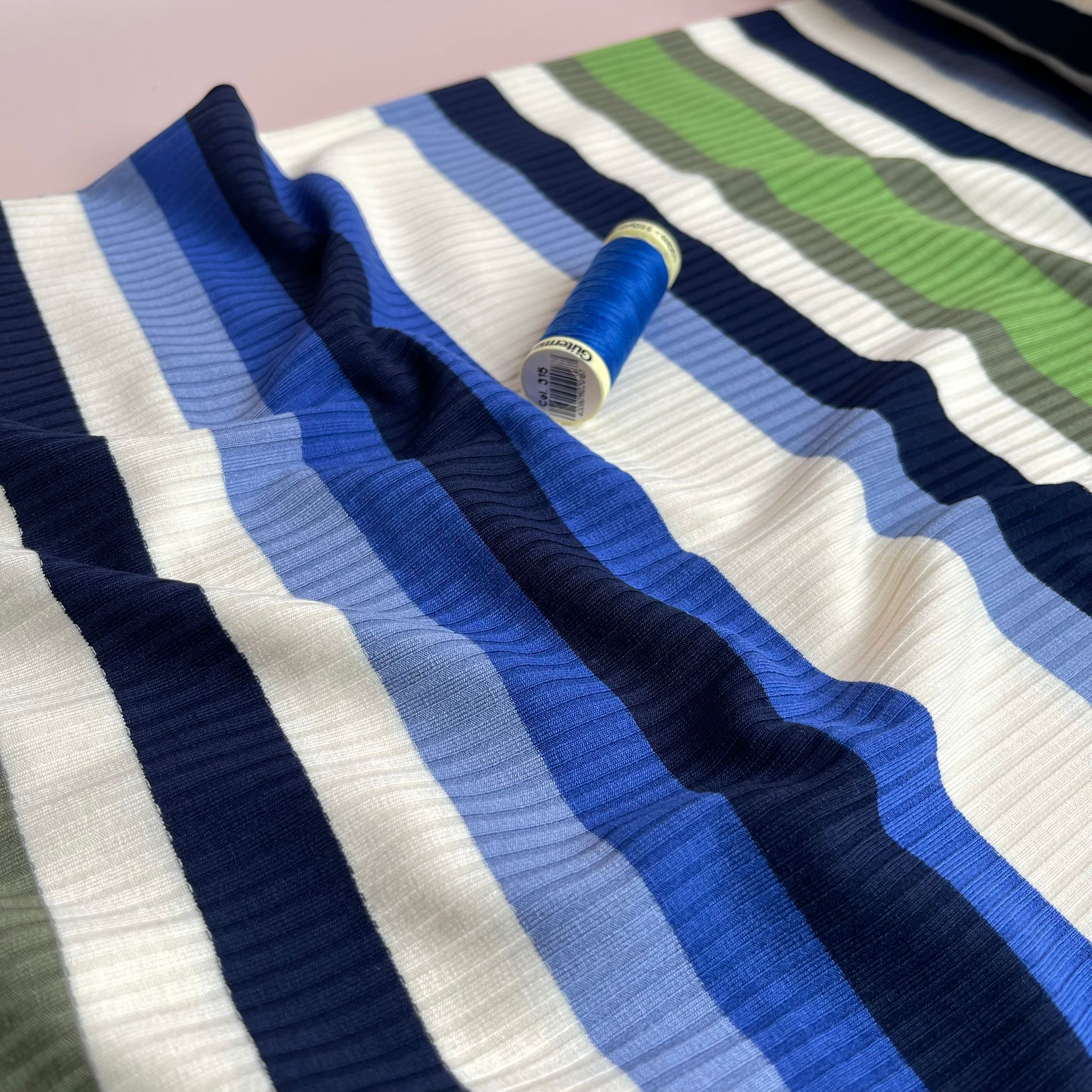 Yarn Dyed Ocean Wave Striped Cotton Ribbed Jersey