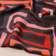 REMNANT 1.96 Metres - Light & Lush - Coral Pink Maze Viscose Twill Fabric