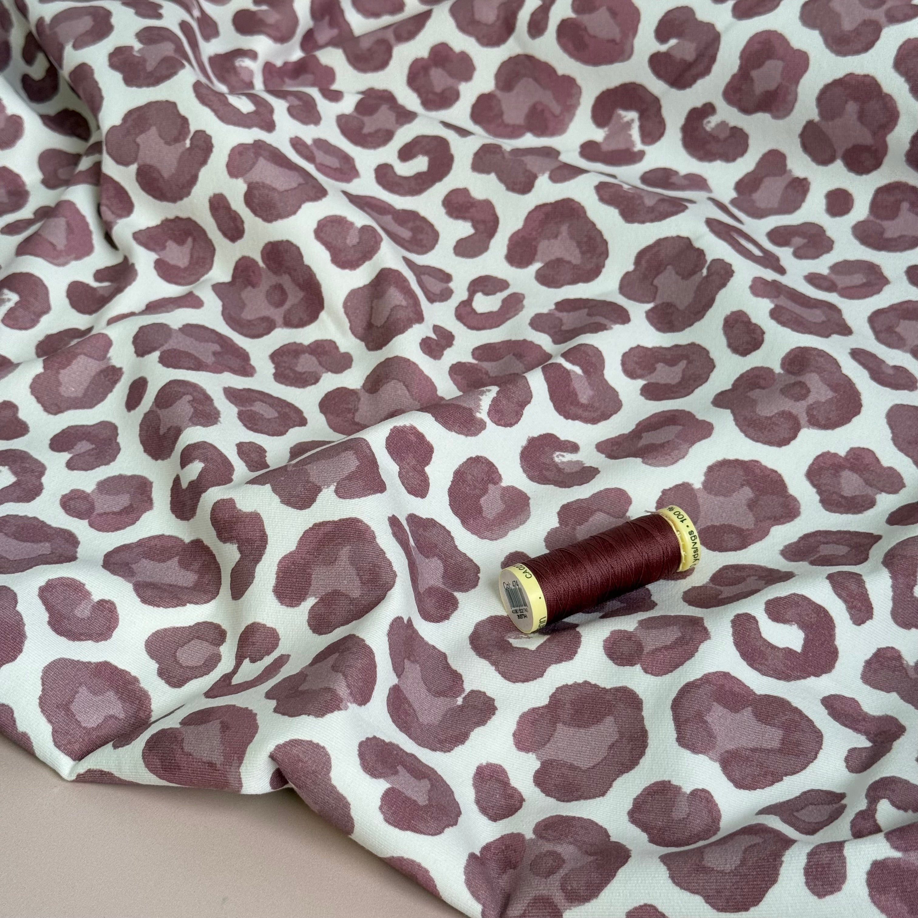 Leopard Print Pink GOTS Organic Cotton French Terry
