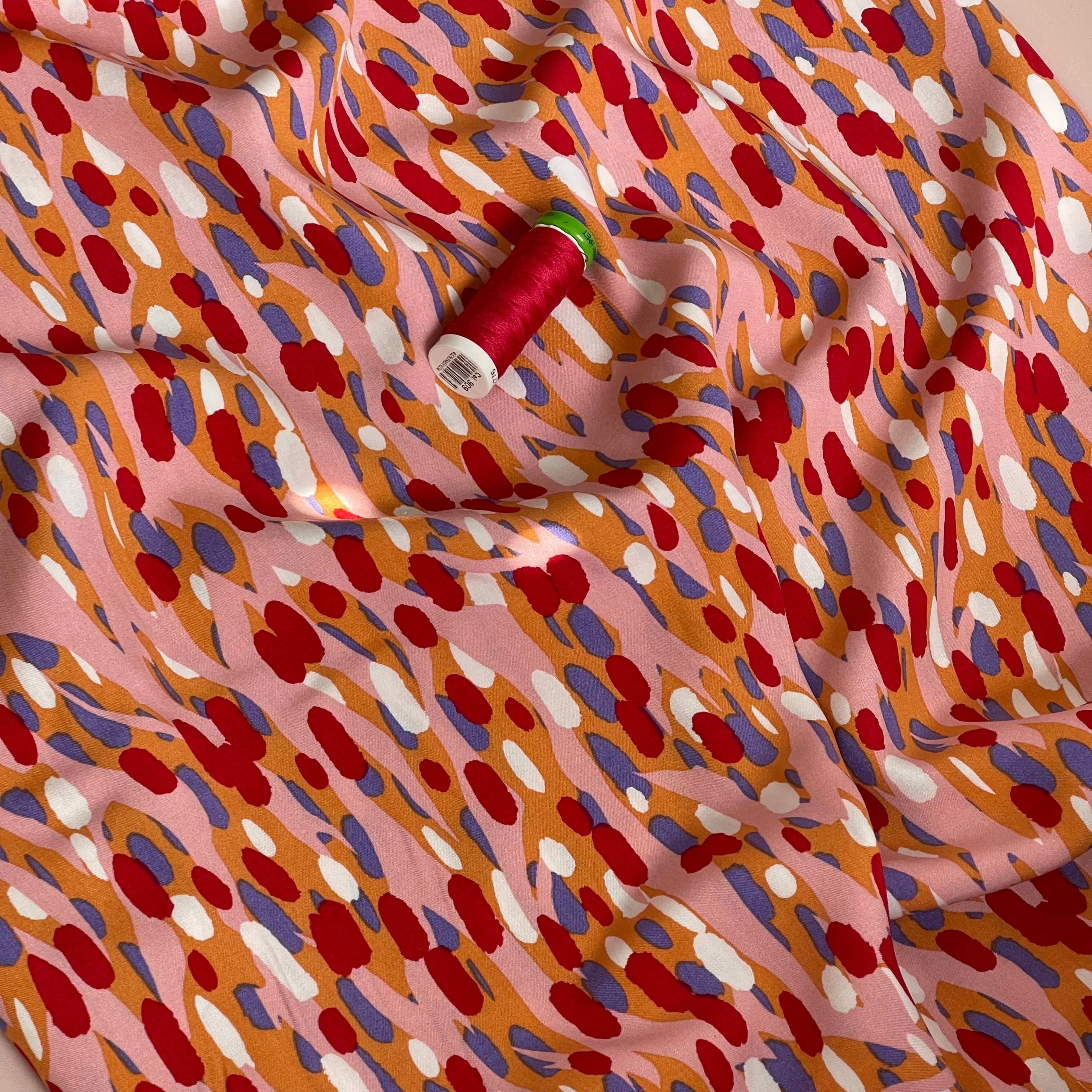 Abstract Lanes Viscose Poplin Fabric