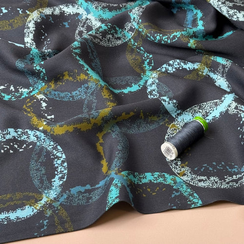Light & Lush - Ocean Circles Viscose Twill Fabric