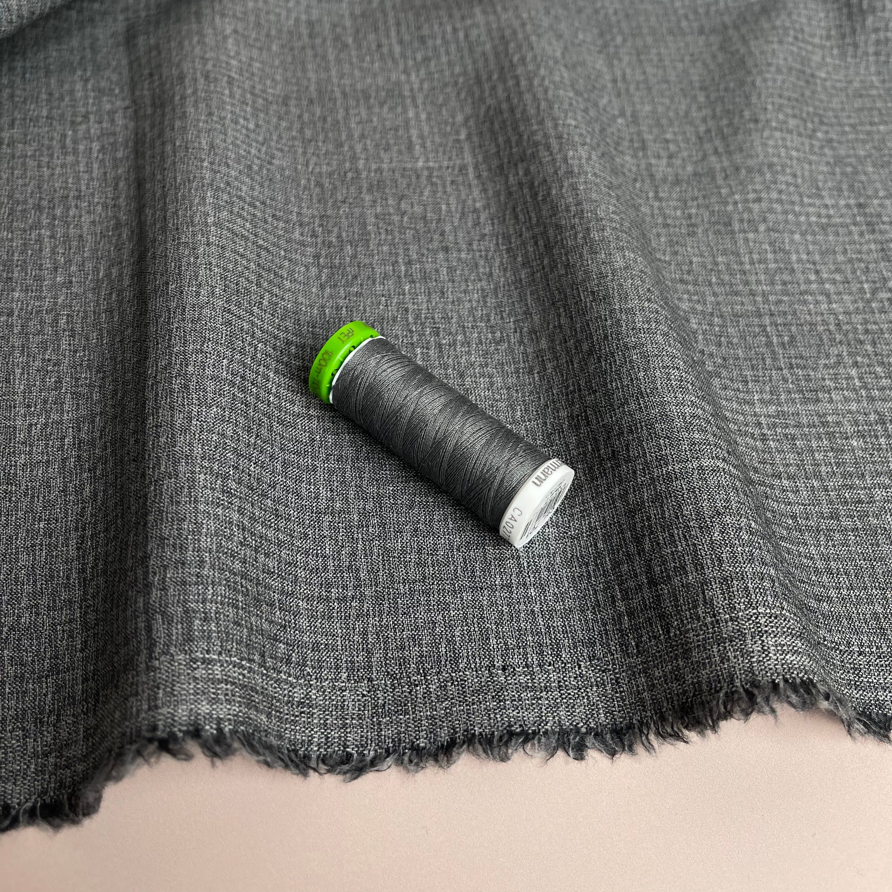 Ex-Designer Deadstock Grey Worsted Wool Fabric