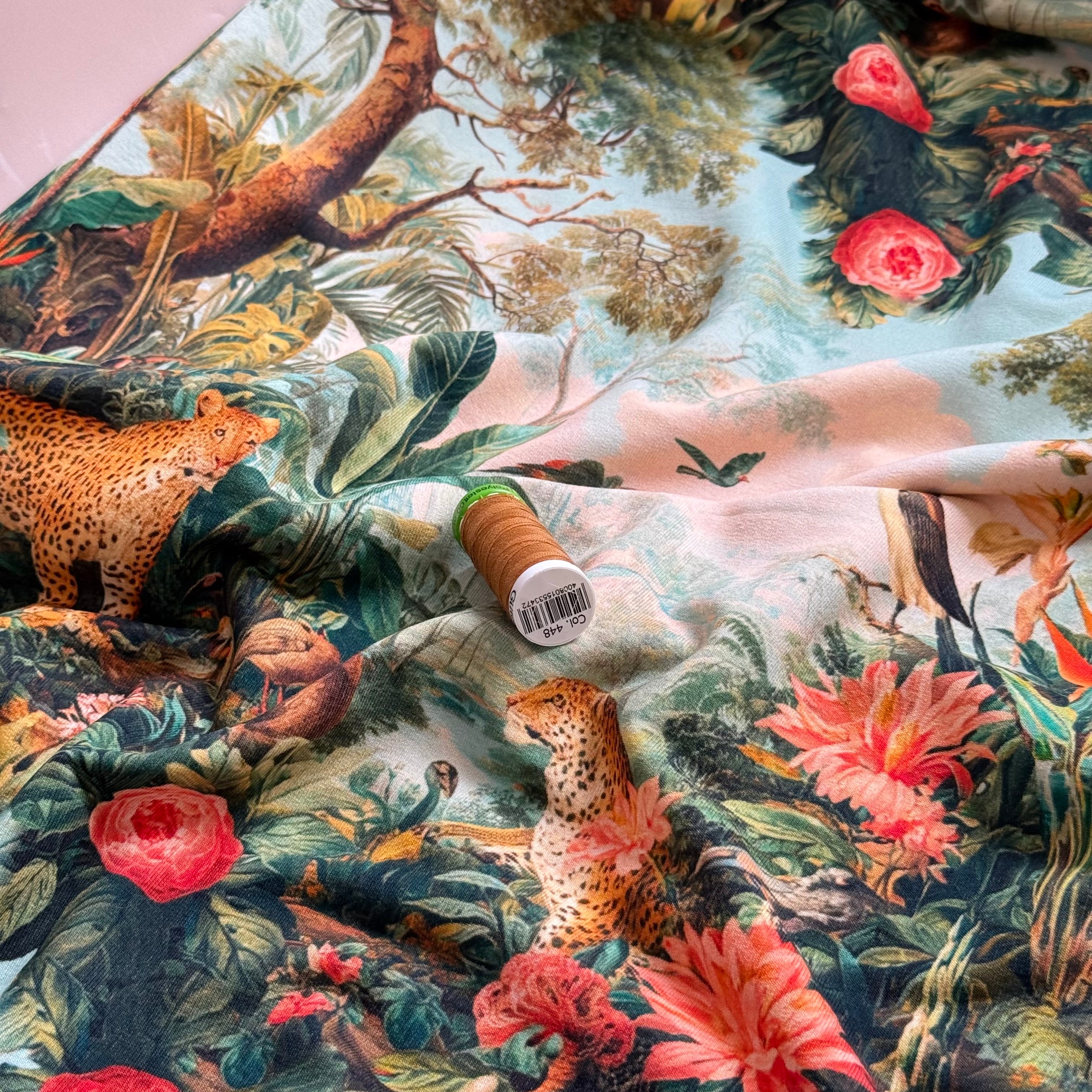 Safari Green Cotton Sweat Shirting Fabric