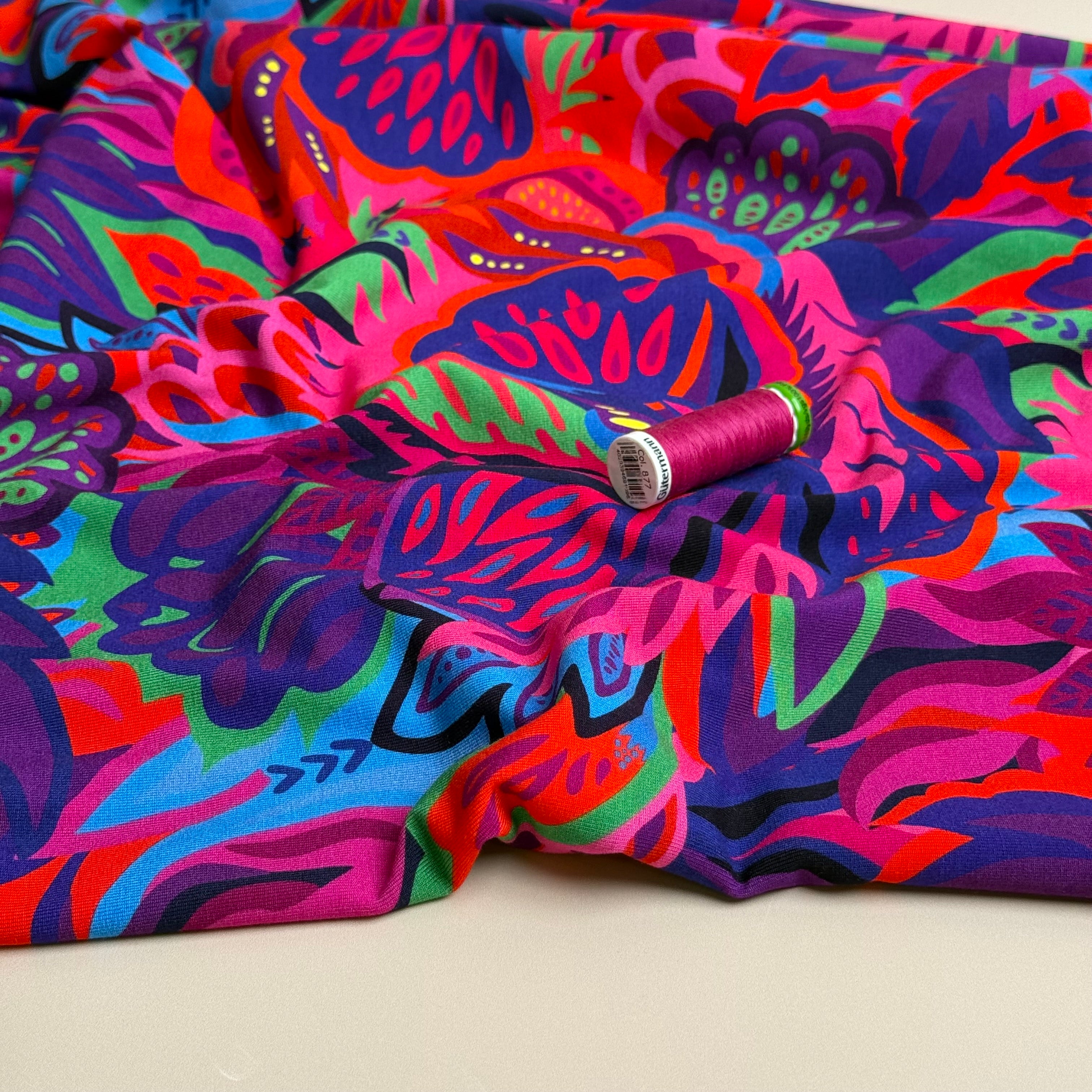 Botanical Flowers Viscose Jersey Fabric