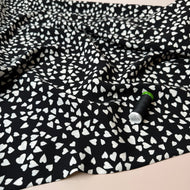 REMNANT 1.28 Metres - Shower of Hearts in Black LENZING™ ECOVERO™ Viscose Fabric